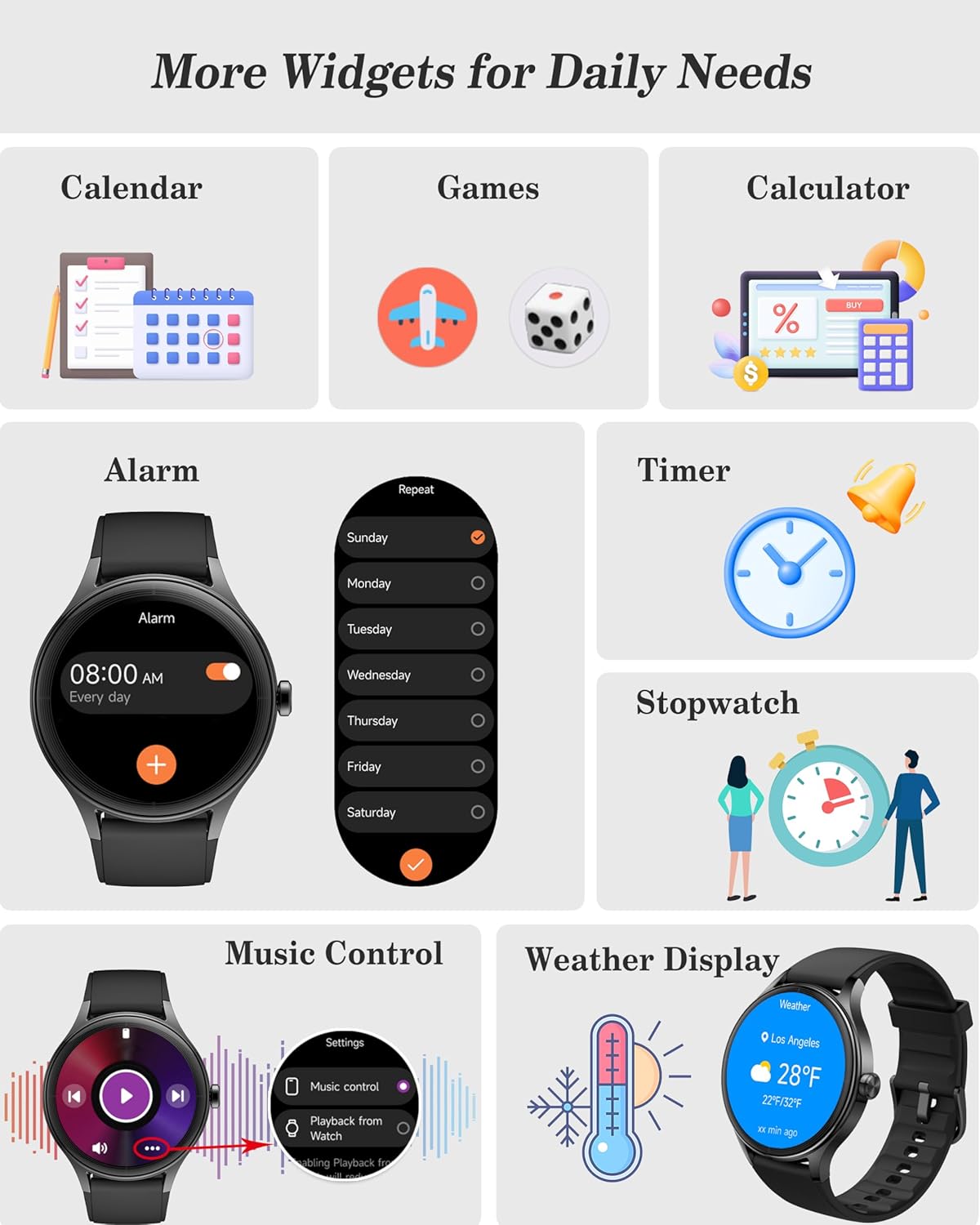 Thumbnail 6 de Smart Watch for Women, Men & Unisex 1.27'' Fitness Watch with Calls, Heart Rate & Sleep Monitor
