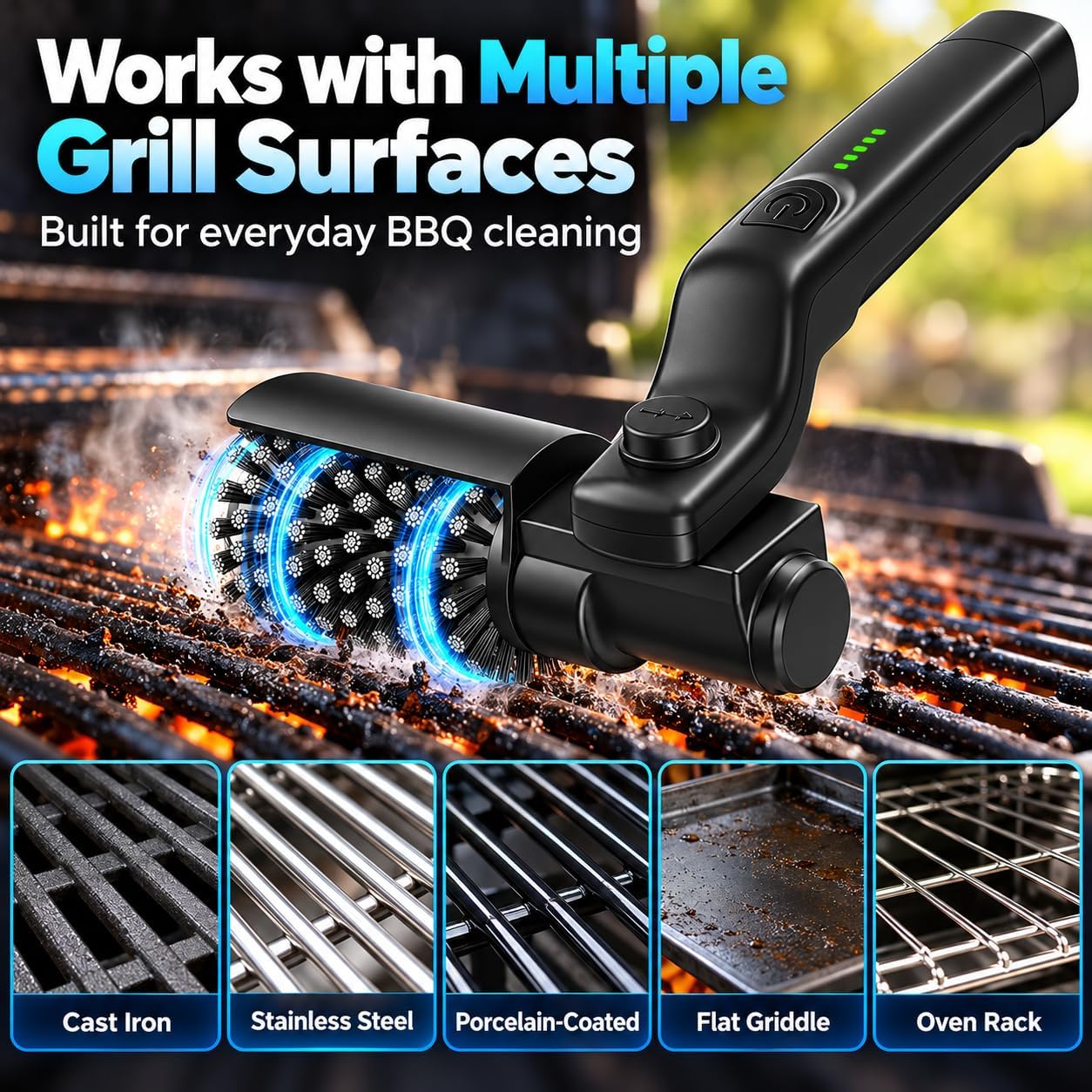 Thumbnail 5 de SWITMH Electric Grill Brush Rechargeable: 3-Speed, 180° Rotary Head, USB-C Quick Charge