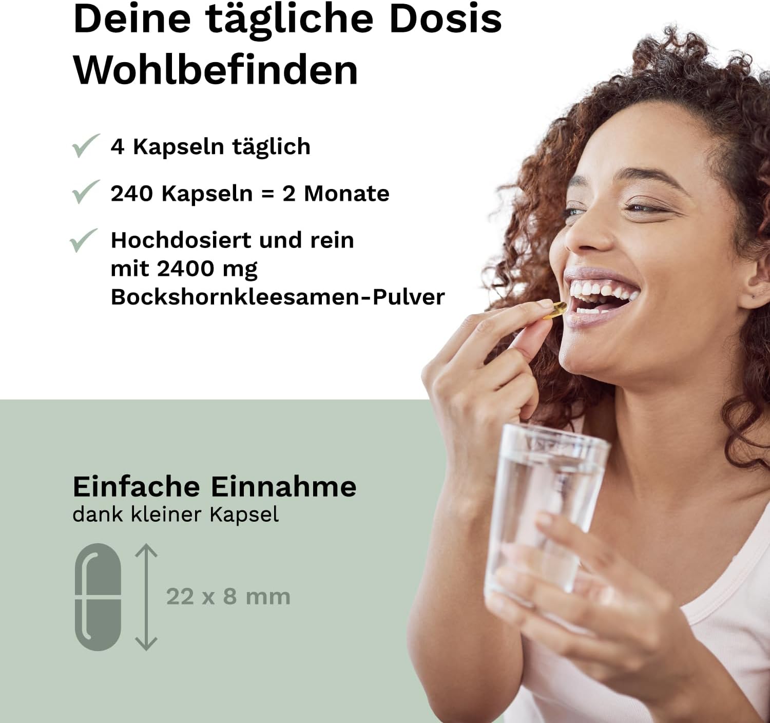 Detalle 2 de Bockshornklee Kapseln Balance Vitality – 2400 mg/Tag, 240 vegane Kapseln