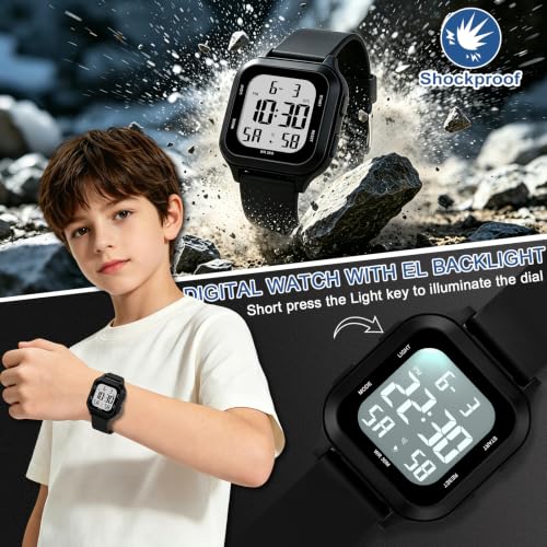 Detalle de Ayybboo Montre Enfant Garçons Filles 7-18 ans – Multifunctions et Étanche