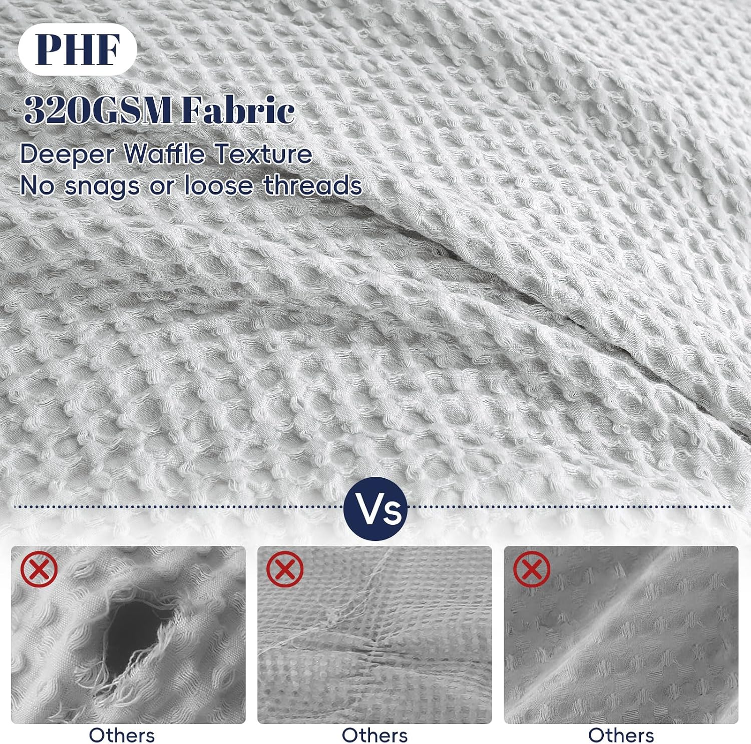Detalle de PHF Waffle Duvet Cover Twin/Twin XL