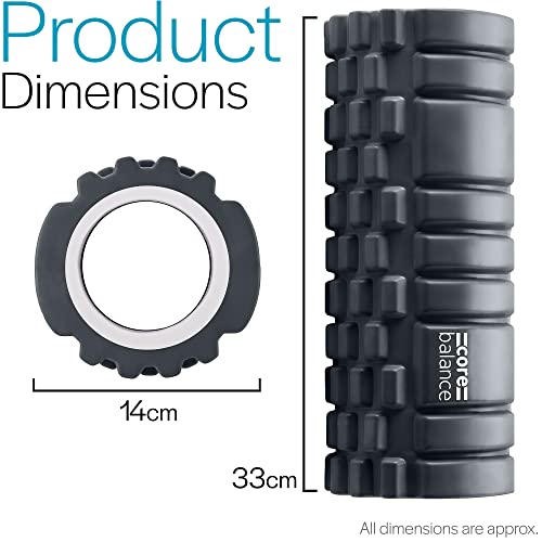 Thumbnail 5 de Core Balance Textured Foam Roller, Black, 33cm