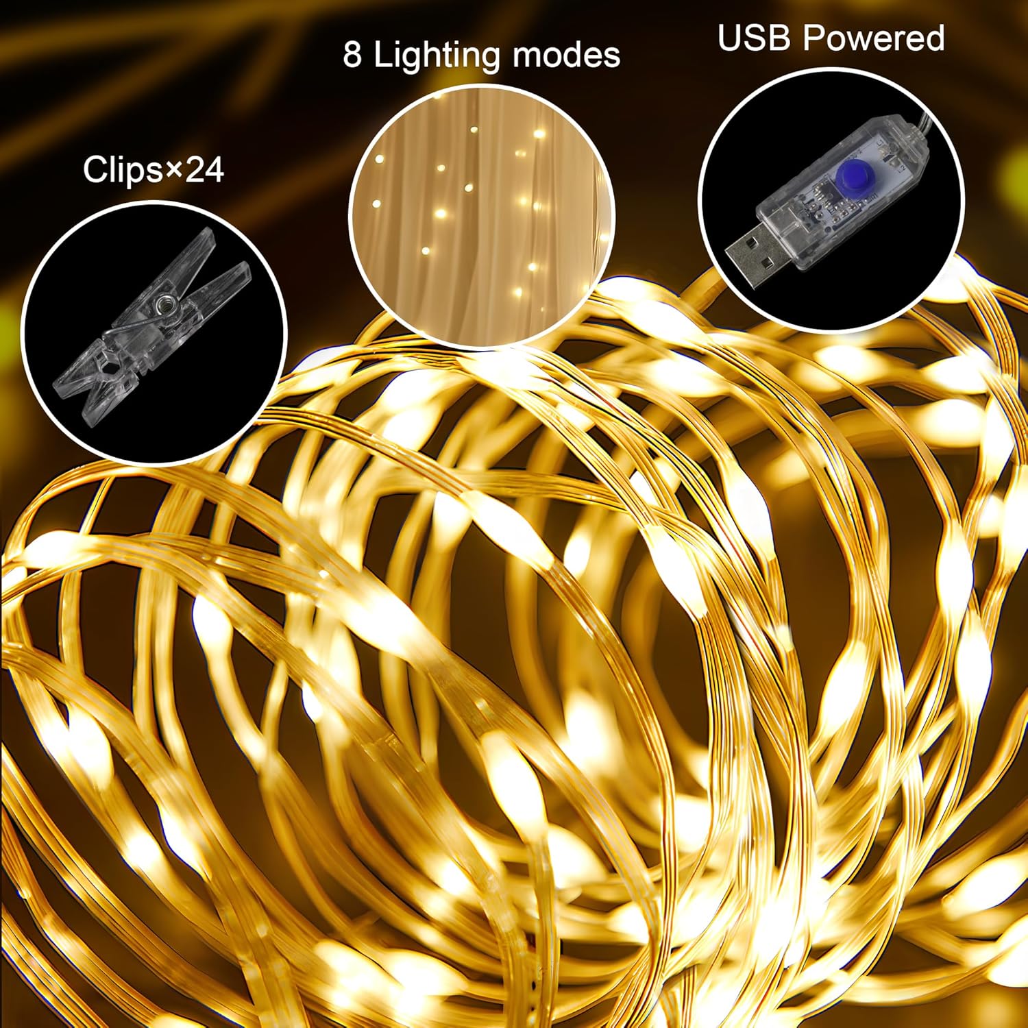 Detalle de Xiomot Tulle Backdrop Curtain with Lights - 4 Panels of 5x8ft Each with USB-Powered String Lights