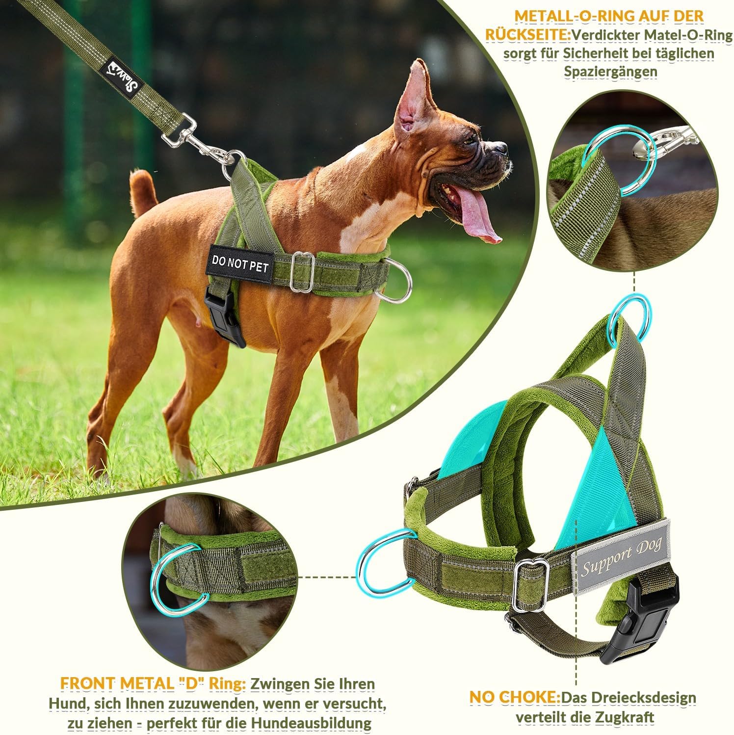 Thumbnail 1 de SlowTon Hundegeschirr: gepolstertes, verstellbares Brustgeschirr für mittelgroße bis große Hunde mit reflektierender Leine