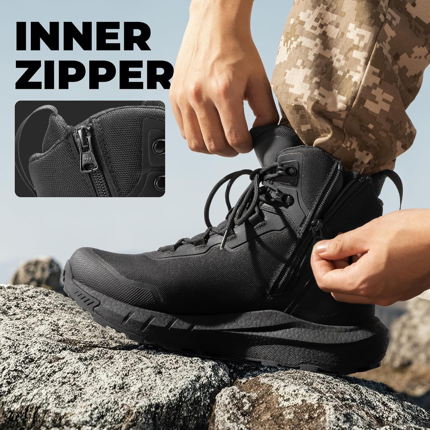 Thumbnail 6 de NORTIV 8 Men's Tactical Hiking Boots with Inside Zip and Cushioned Sole