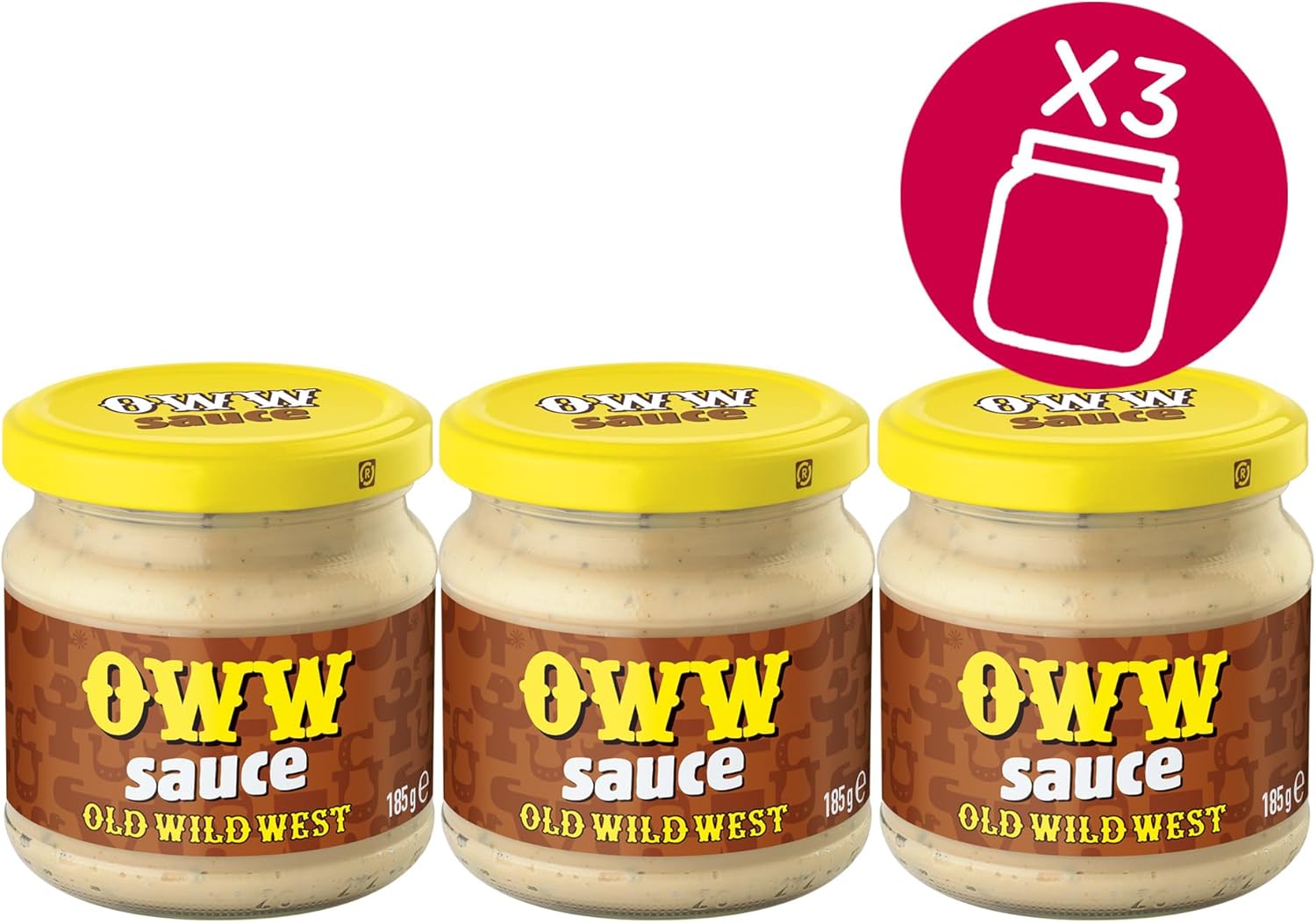 Thumbnail 1 de Old Wild West Salsa: trio da 3 vasetti da 185 g ciascuno (555 g) – gusto cremoso, medium-dolce e leggermente affumicato
