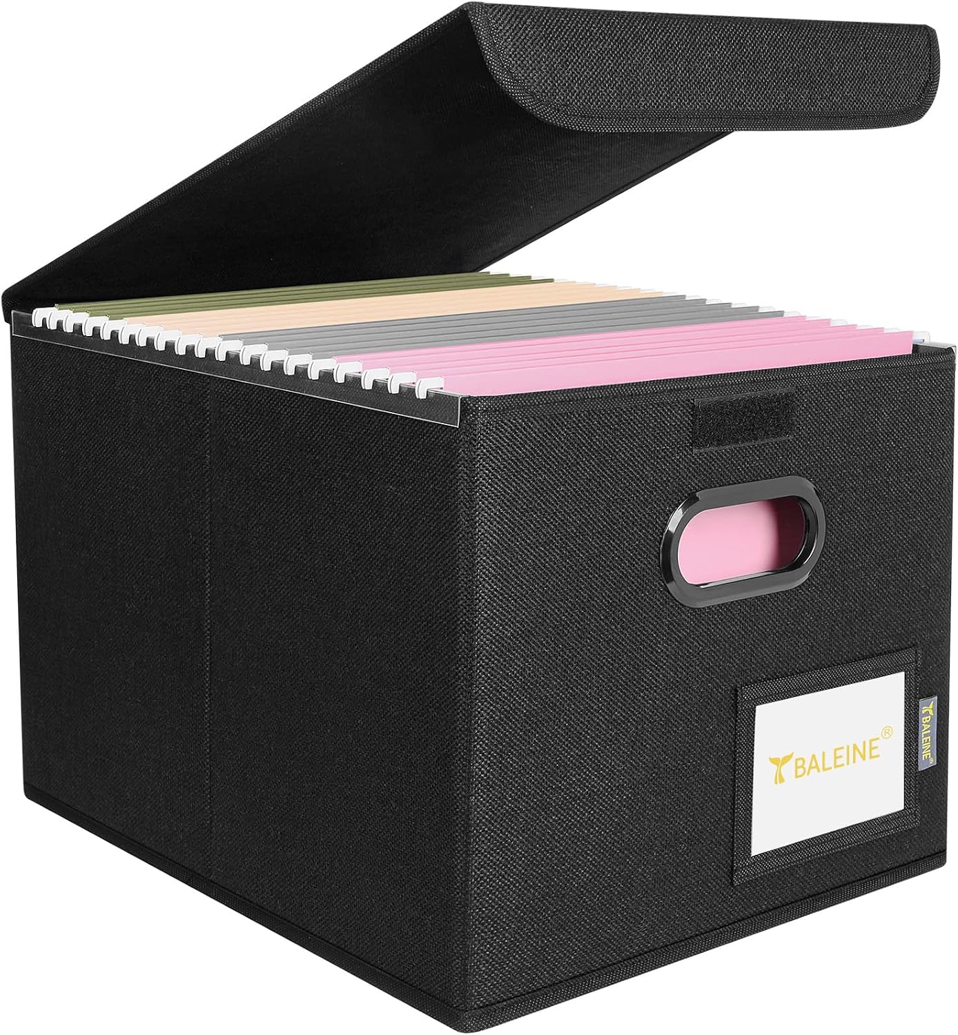 Detalle de BALEINE Collapsible Hanging File Organizer Box with Lid, Letter-Size