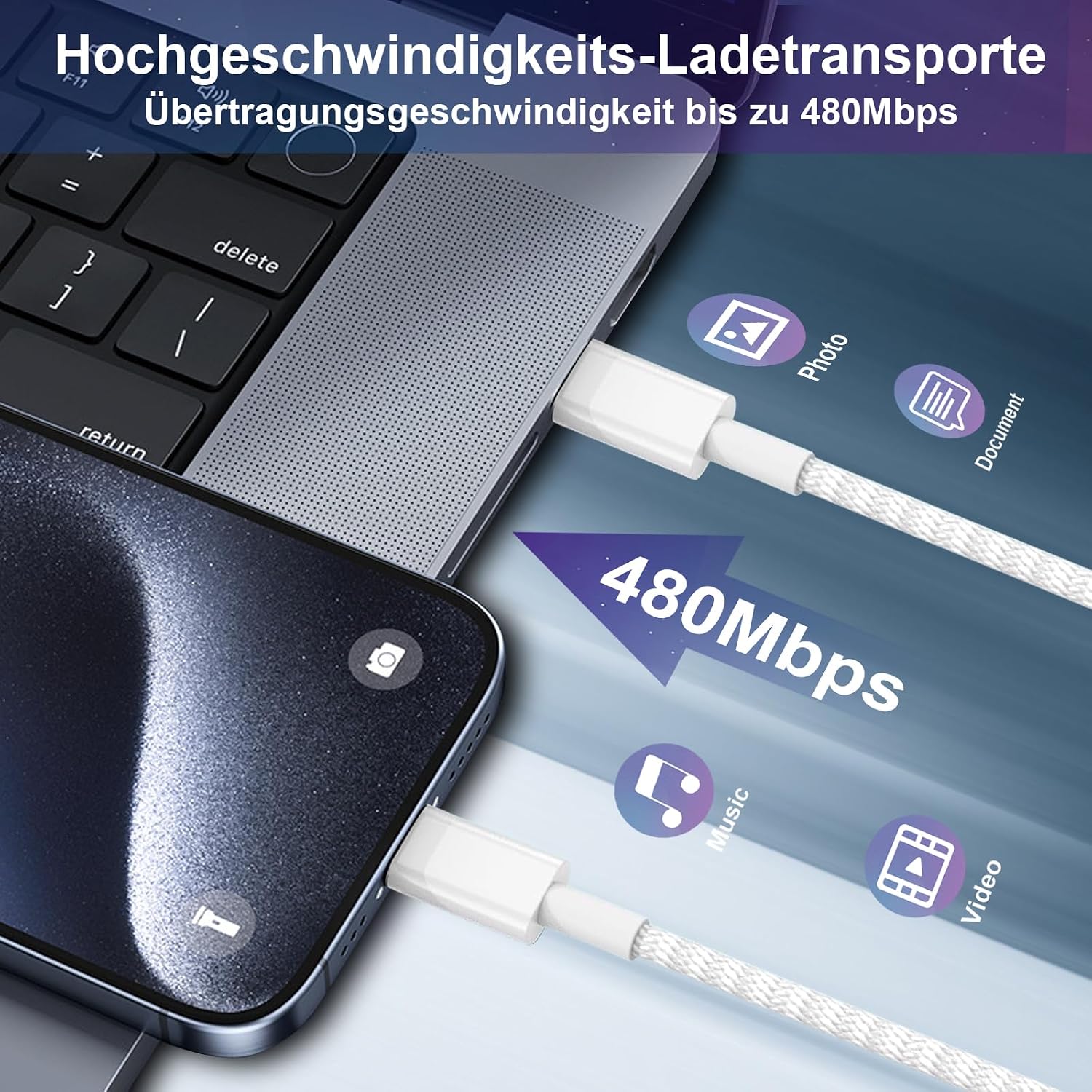 Thumbnail 5 de USB-C Ladekabel 60W für iPad 2 m