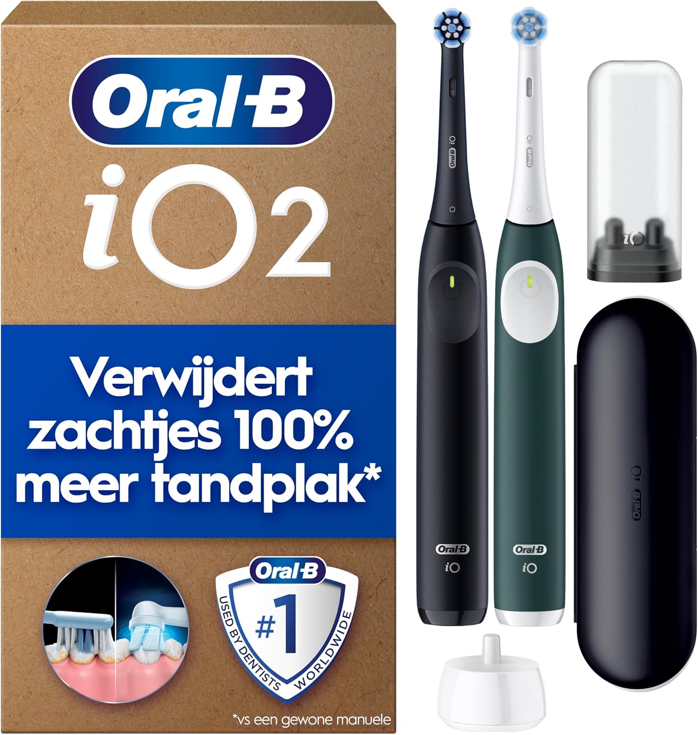 Detalle de Oral-B iO 2 DUO elektrische tandenborstels, 3 poetsstanden en druksensor