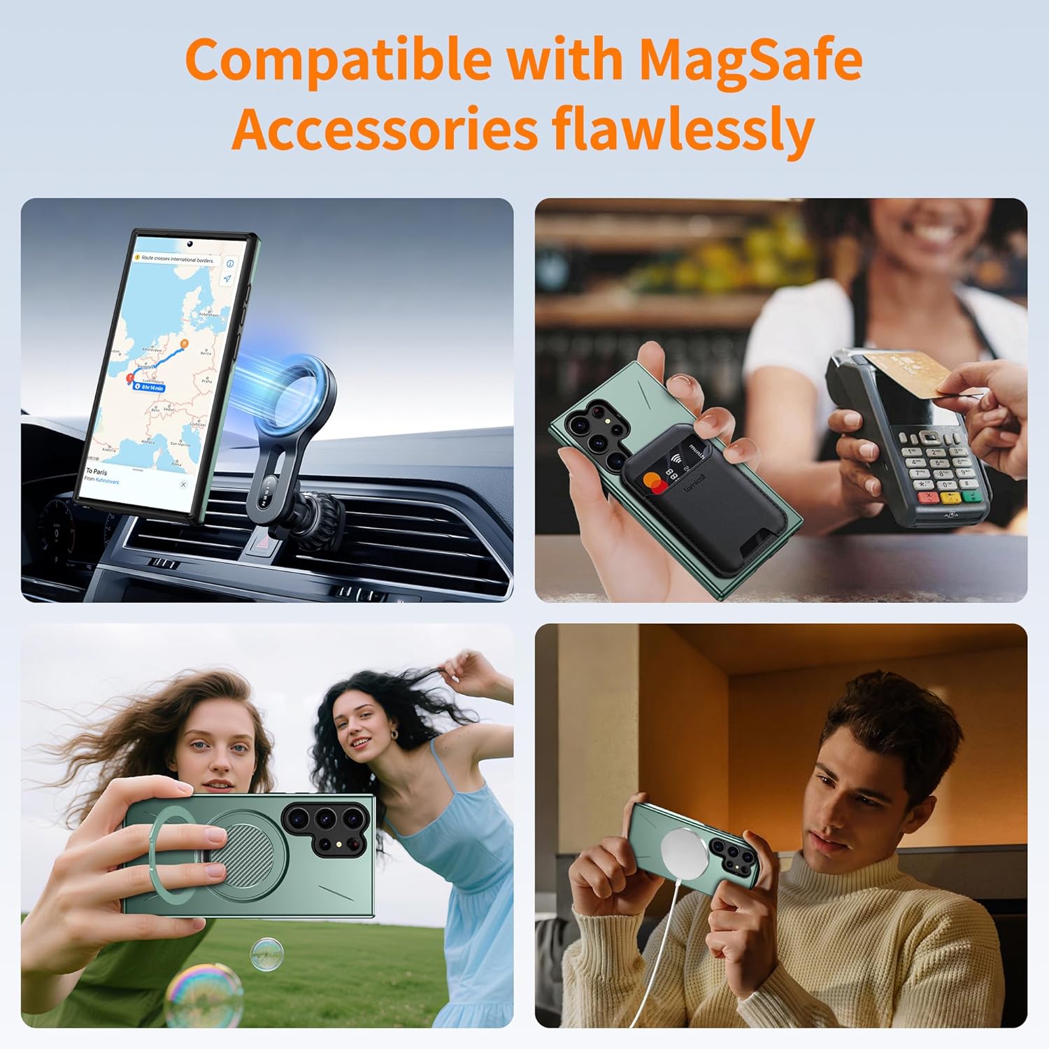 Thumbnail 6 de Gritup Case for Samsung Galaxy S22 Ultra / S23 Ultra — Green, with MagSafe Compatibility and Built-in Kickstand