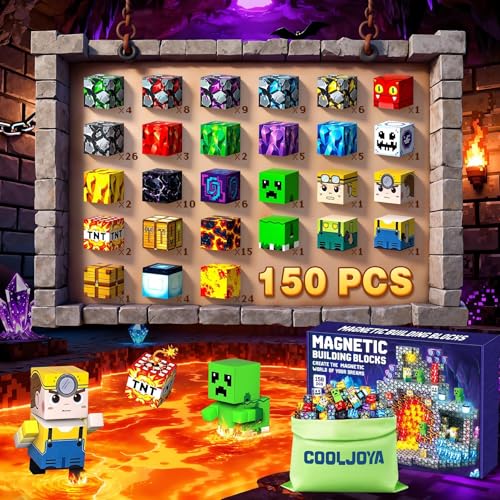 Detalle de COOLJOYA 150 Pièces Construction Magnétique – Cube Magnétique pour enfants (Magma noir & Château médiéval)