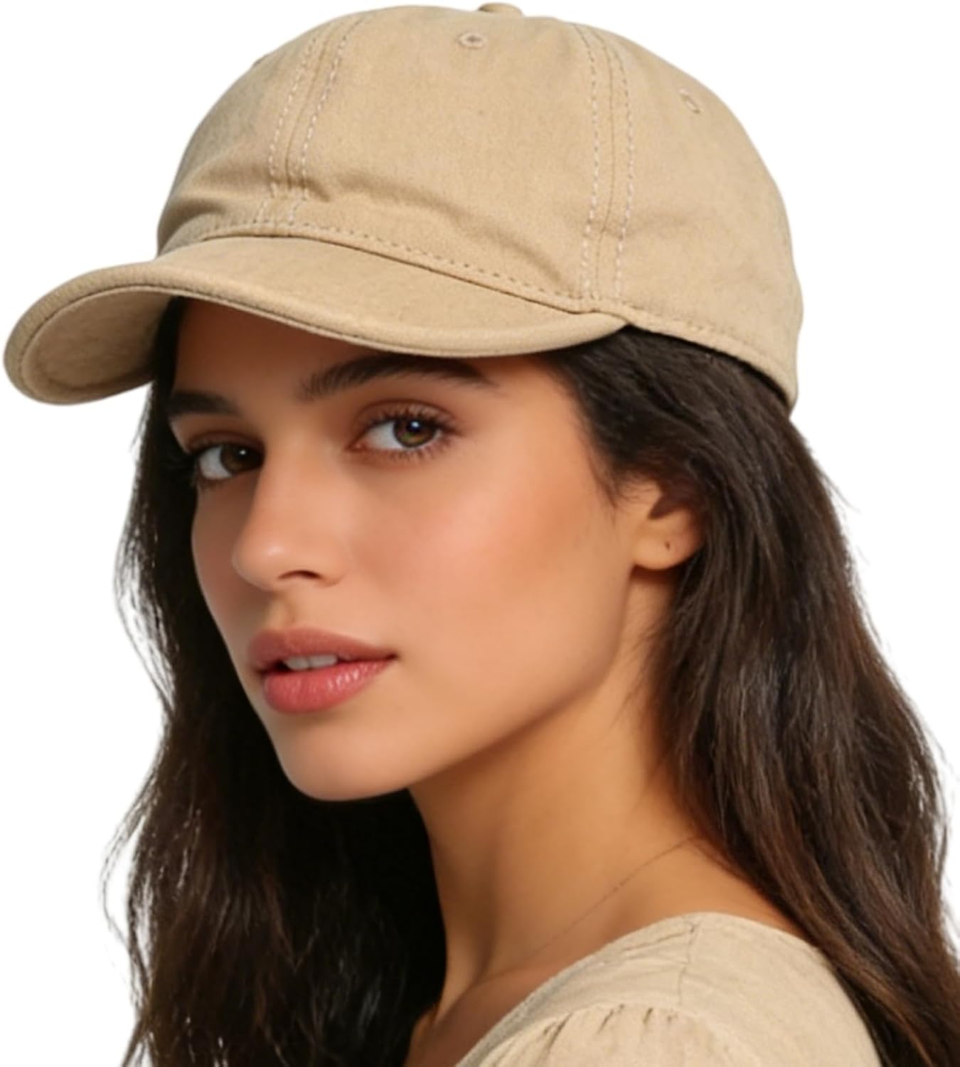 Thumbnail 1 de HIQIU Short Brim Basecap Damen – Vintage Unisex Baseballkappe mit kurzer Krempe
