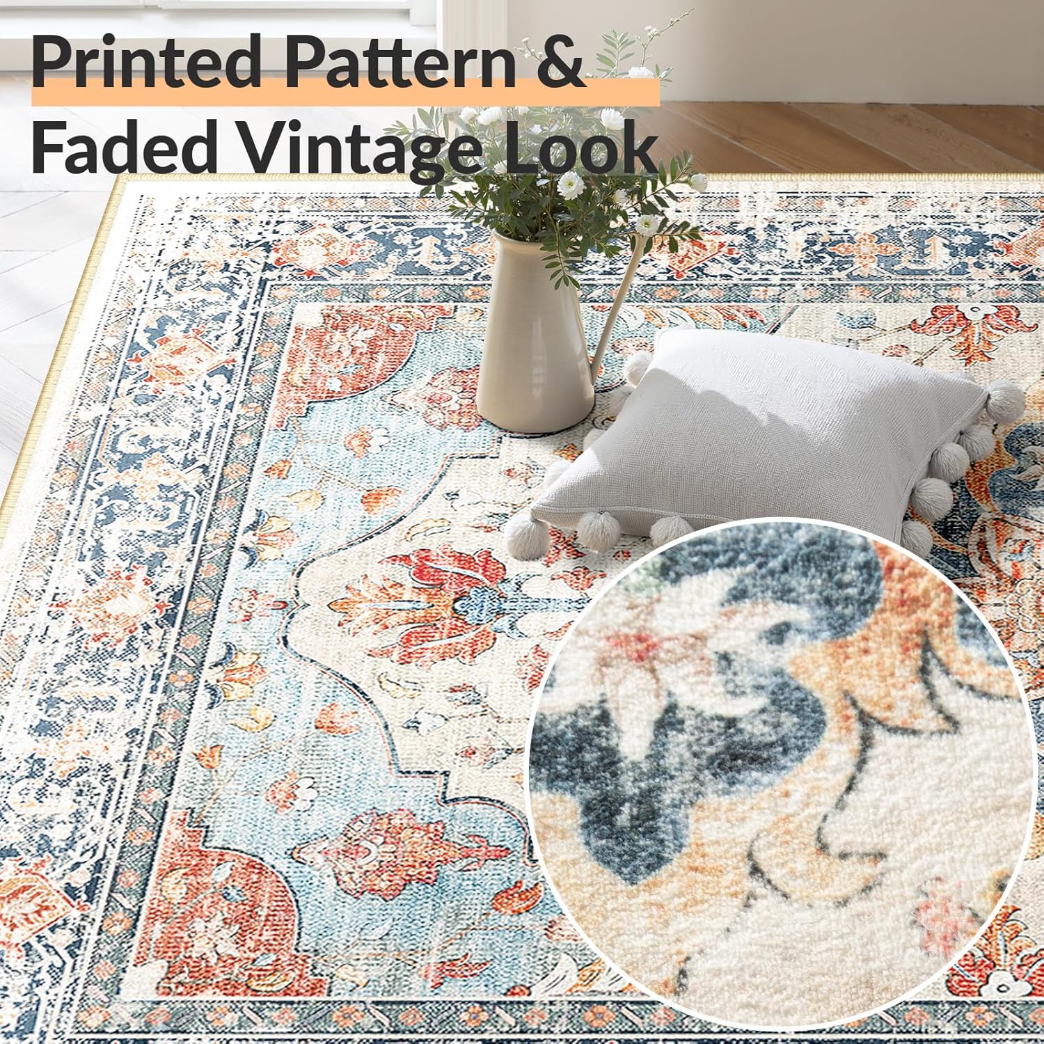 Thumbnail 4 de INOVADAY 120x180 cm Machine Washable Vintage Area Rug