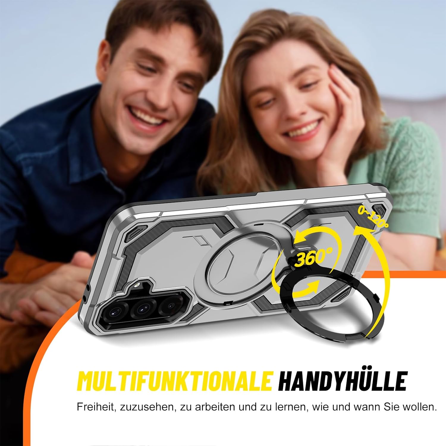 Thumbnail 6 de Hülle für Samsung Galaxy A17 von Vanki – MagSafe kompatibel, militärischer Schutz, integrierter 360° Ständer, silber