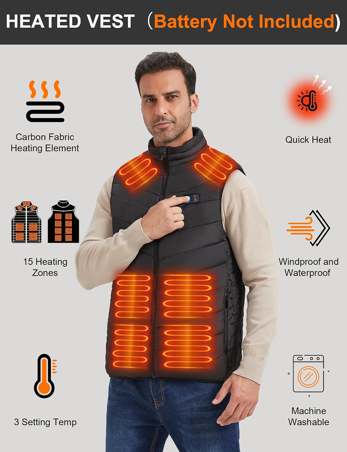 Detalle de vapesoon Beheizbare Weste mit 15 Heizpads ⛑