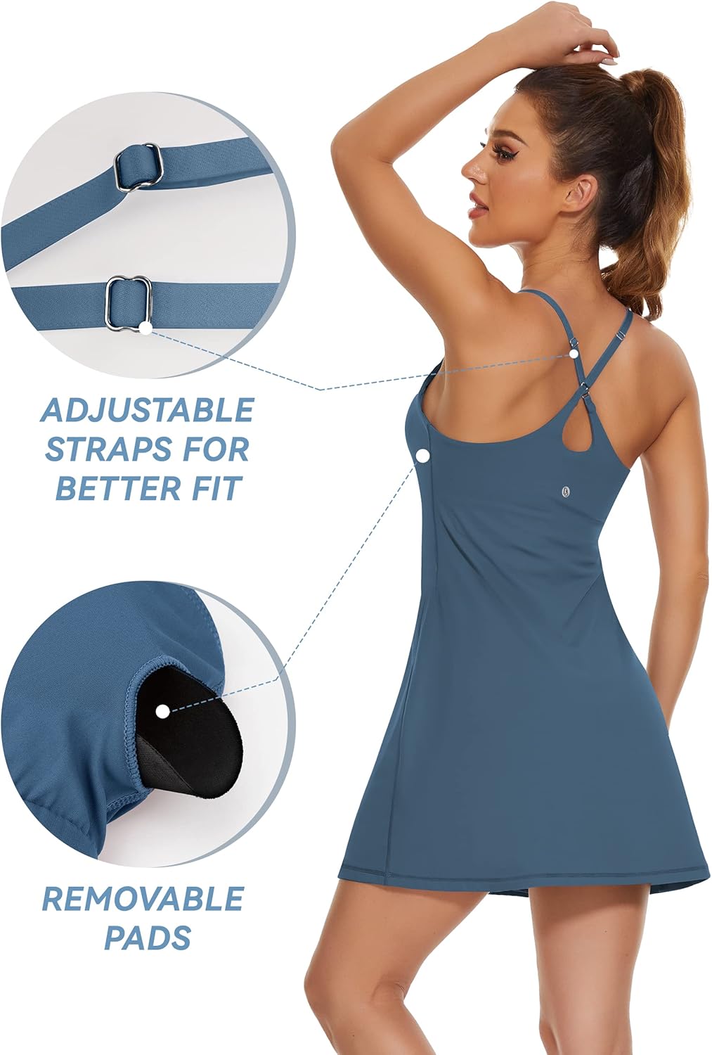 Thumbnail 2 de Desol Women's Tennis Dress: 2-in-1 Golf Workout Dress with Built-in Bra & Shorts Pockets