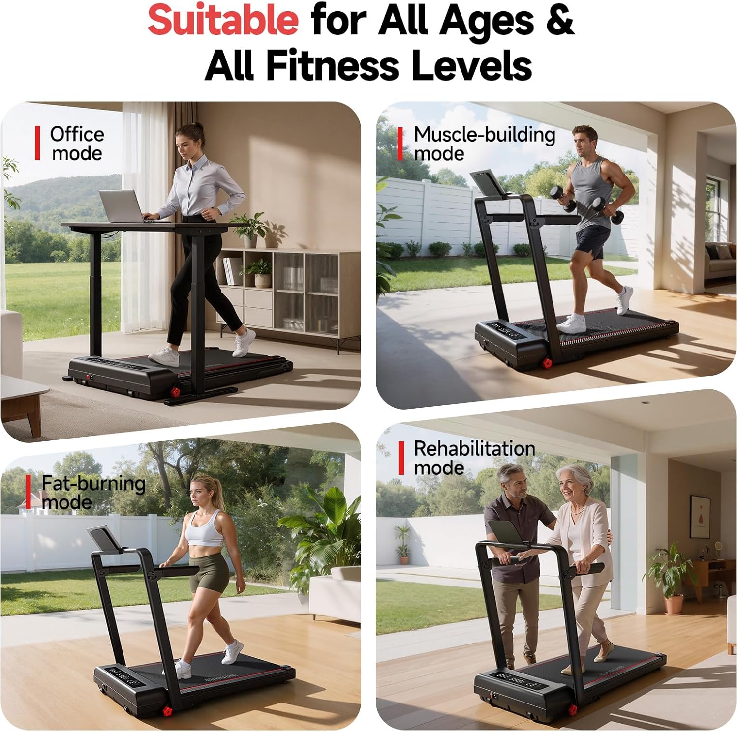 Detalle de RHYTHM FUN M4138 15% Incline Folding Walking Treadmill with Handlebar