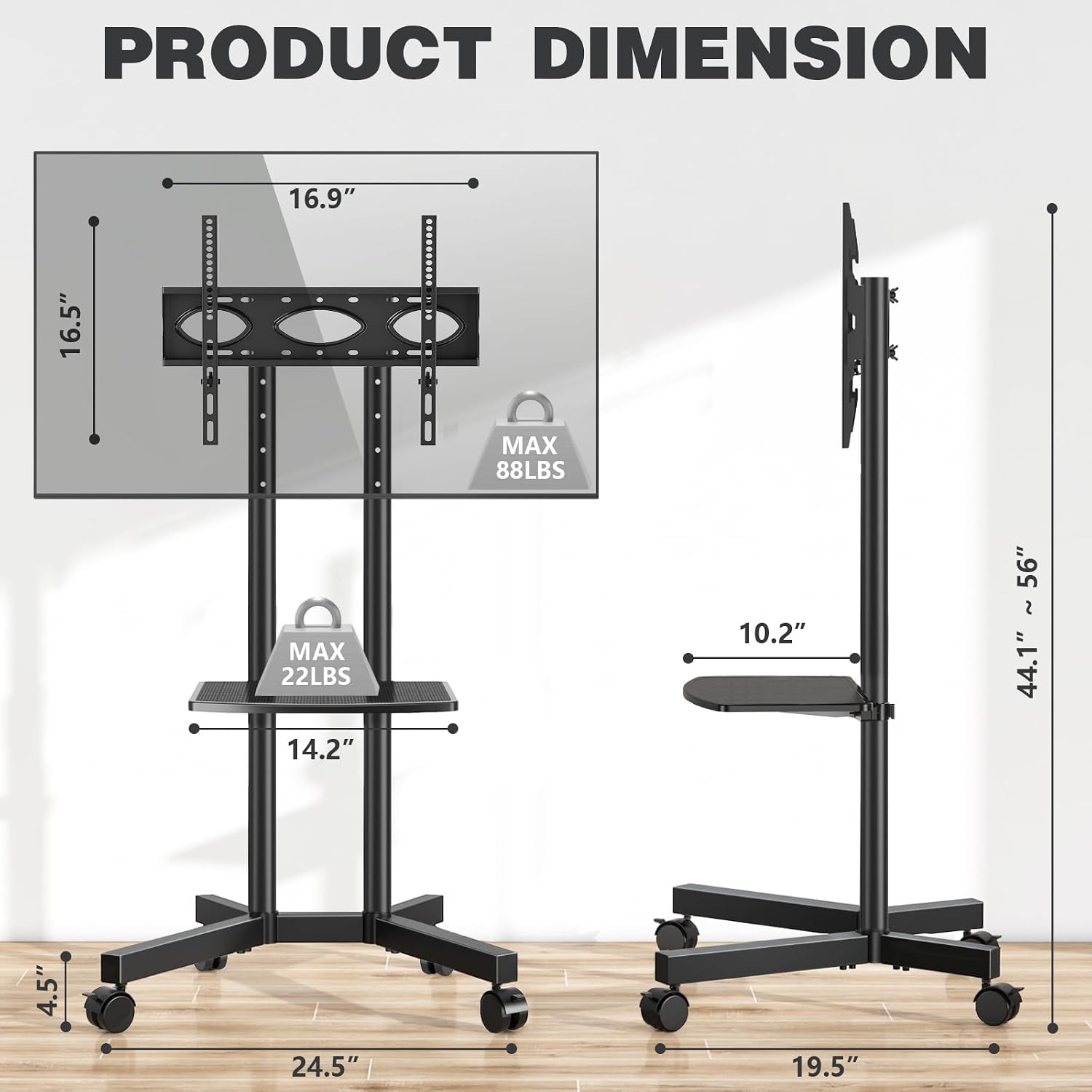 Detalle 1 de Mobile TV Stand for 32–75-Inch TVs