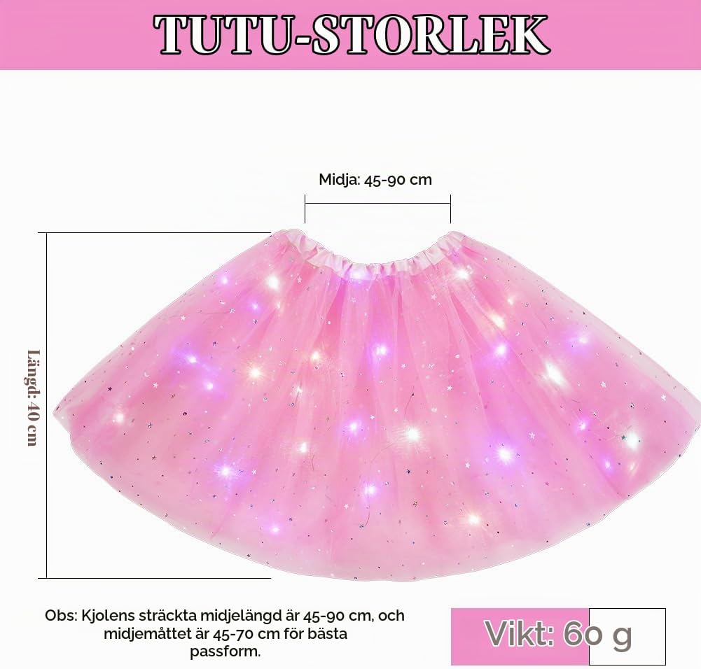 Detalle 2 de AYBUY LED-tutukjol för vuxna med tre lager tyll och färgglada lampor