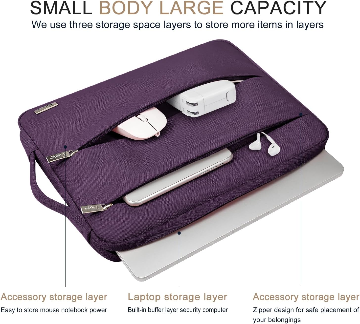 Thumbnail 2 de Voova 16 Inch Laptop Case Sleeve with Handle — Waterproof Dark Purple 💼