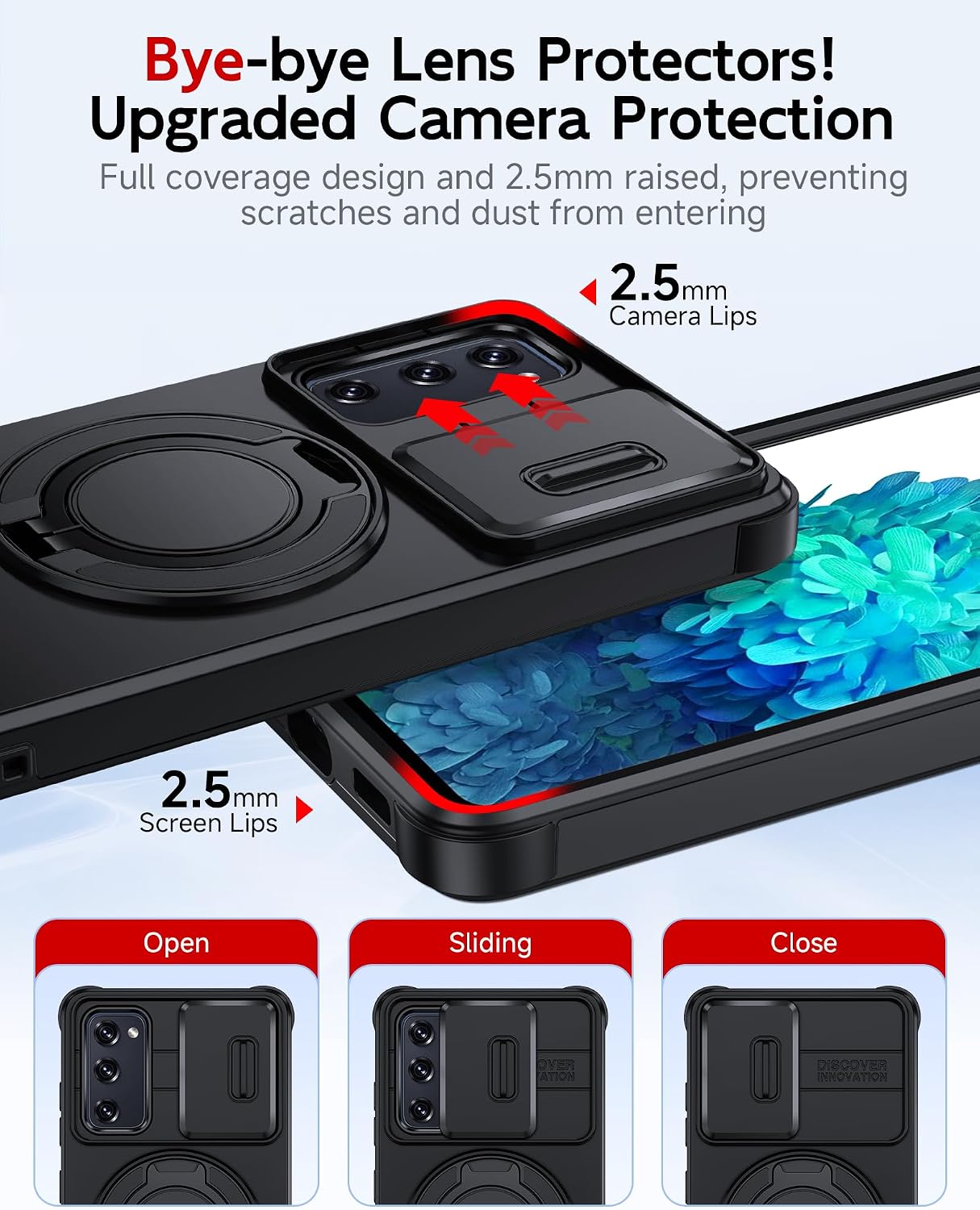 Thumbnail 5 de LeYi Galaxy S20 FE 5G Case with Sliding Camera Cover and Ring Stand