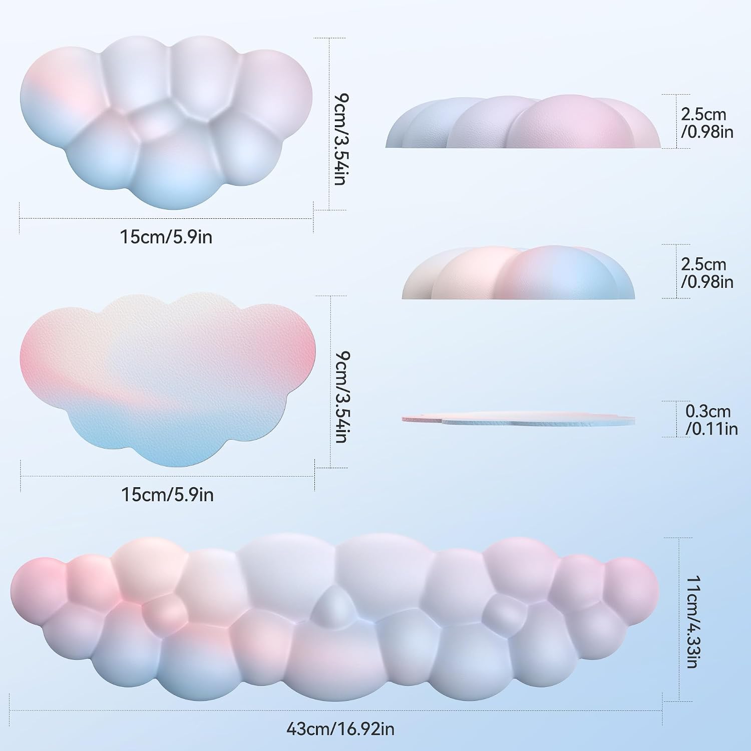 Thumbnail 5 de TECKNET Cloud Wrist Rest Set 80D Memory Foam