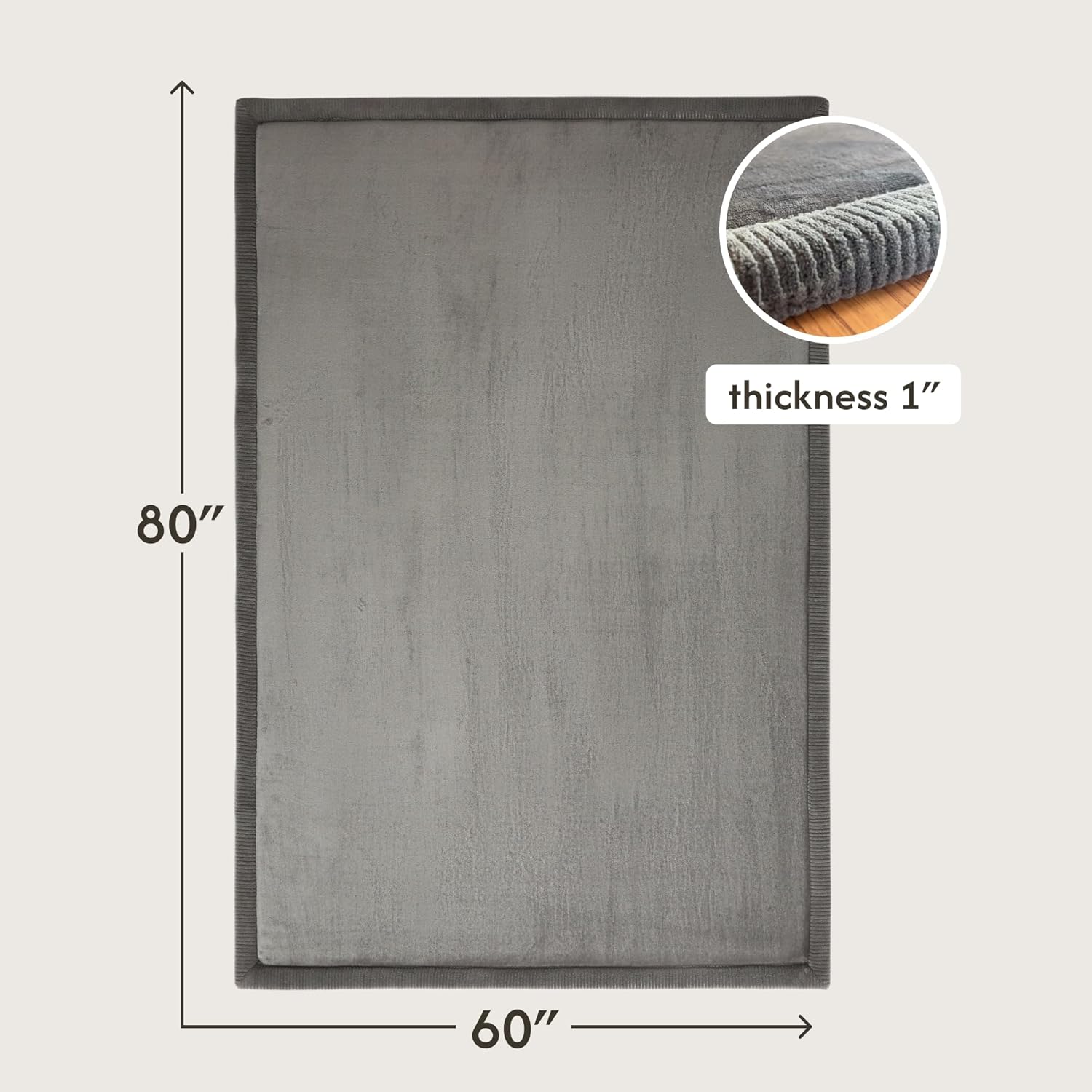 Thumbnail 1 de Hakuna Matte CloudSoft Baby Play Mat (60 x 80 in) in Dark Gray – Coral Velvet Memory Foam Rug for Tummy Time