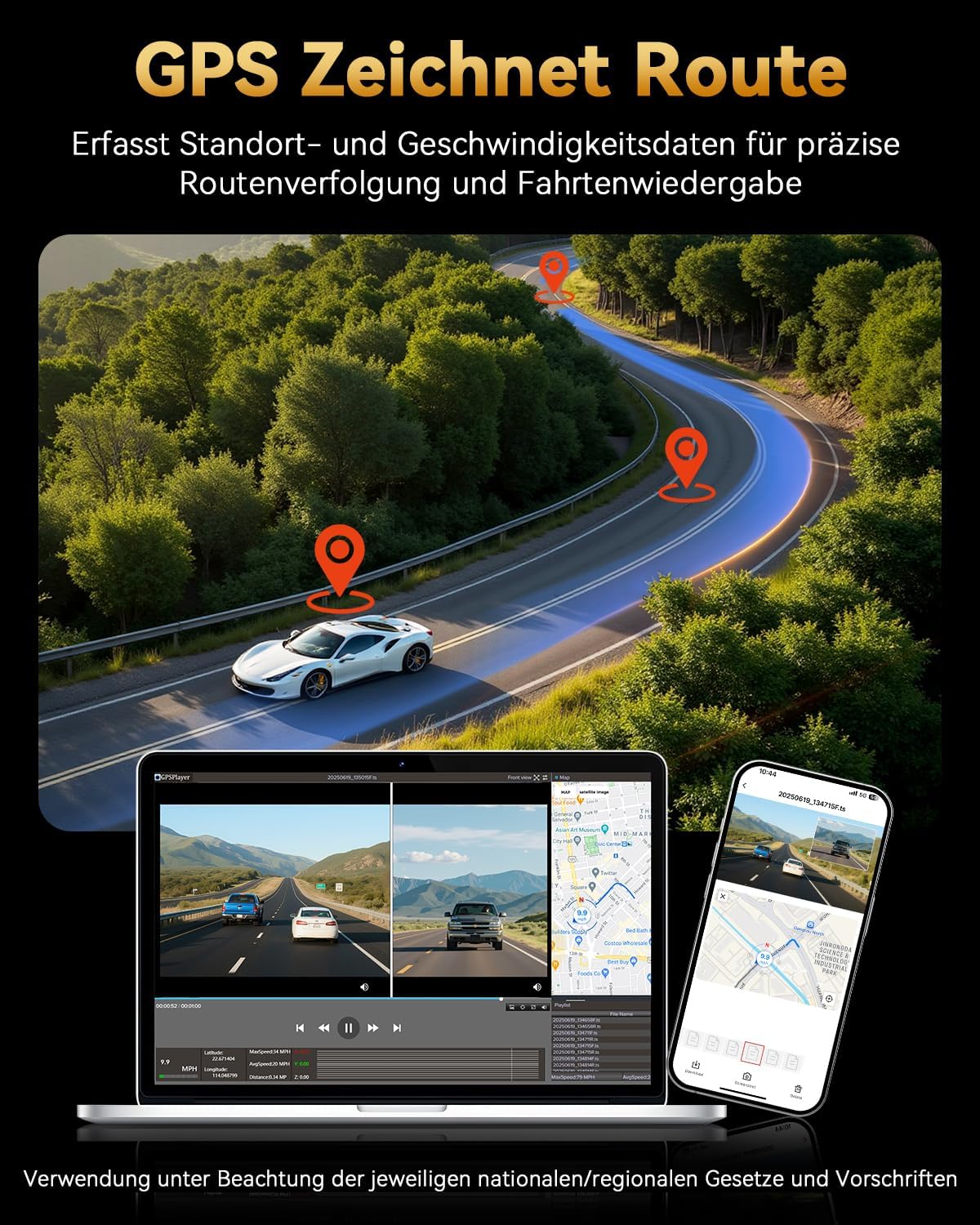 Thumbnail 6 de TERUNSOUl Dashcam Auto 4K+4K mit 128GB, GPS & WLAN – Front & Heckkamera