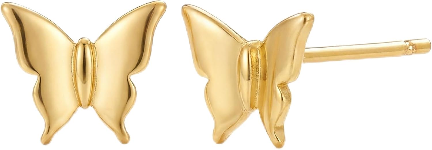 Detalle de MUMREUES Ohrringe Gold 14 Karat Vergoldet – Schmetterling, hypoallergen, wasserfest