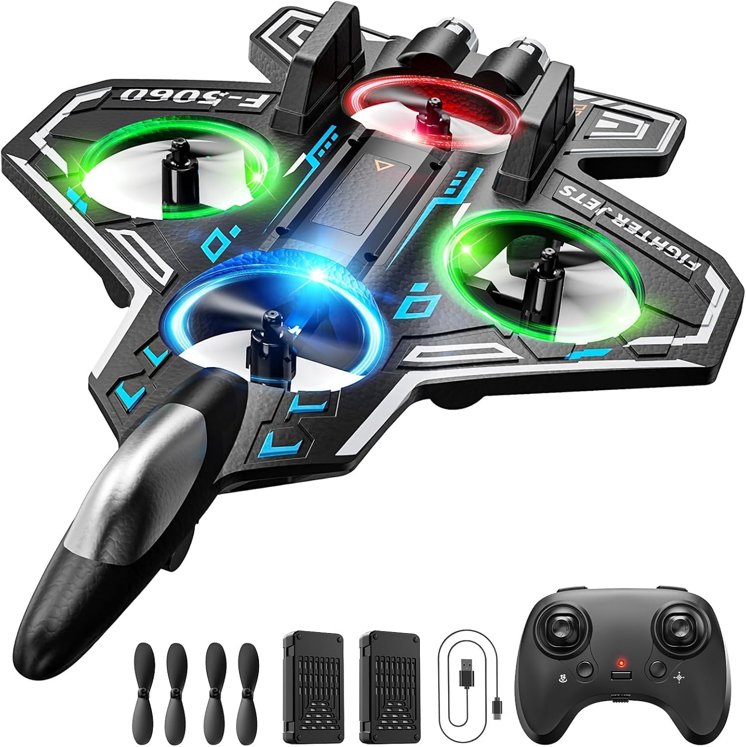 Detalle de RCGEAST F12 Remote-Control Foam Fighter Jet Airplane with LED Lights and Stunts