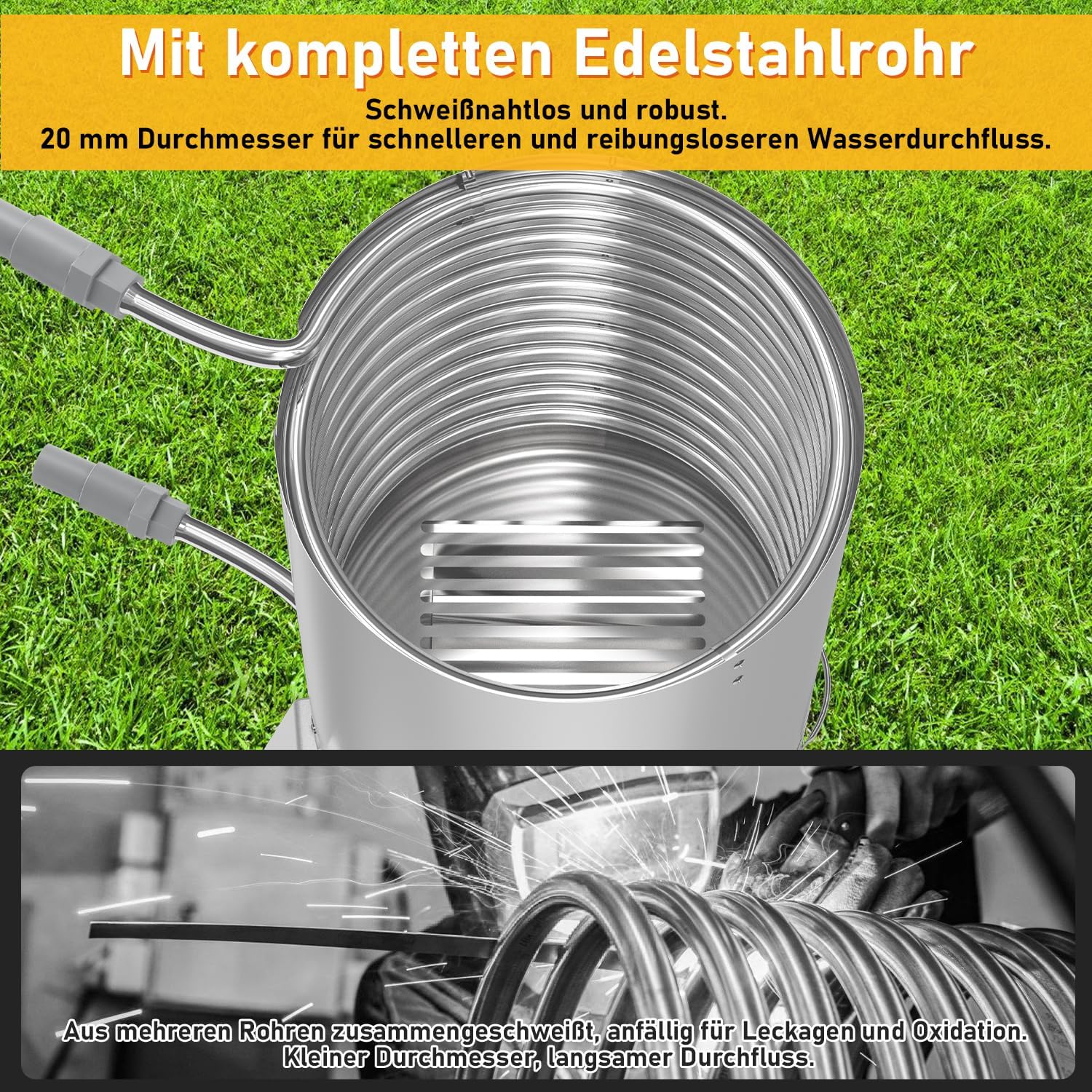 Thumbnail 2 de Vigevee Brennholz Poolheizung mit Feuertonne aus Edelstahl – für 32/38 mm Anschlüsse