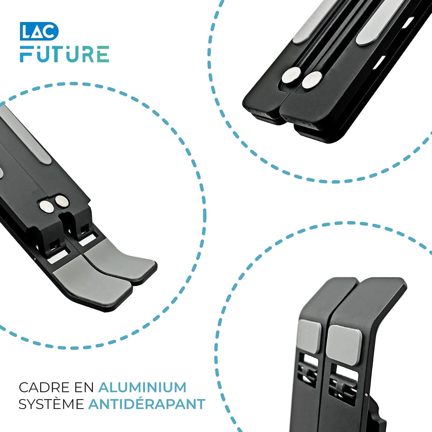 Detalle 2 de LAC FUTURE Support PC Portable en Aluminium – Rehausseur réglable et ventilé (10–15,6”)