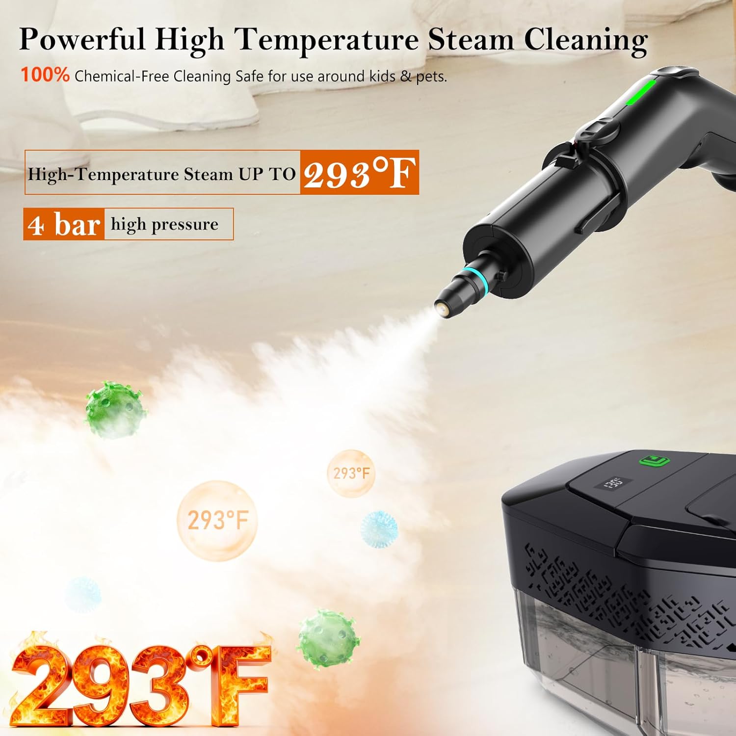 Thumbnail 5 de Steam Cleaner with 3-Level Adjustable Handle and 1.8L Tank (12 Accessories)