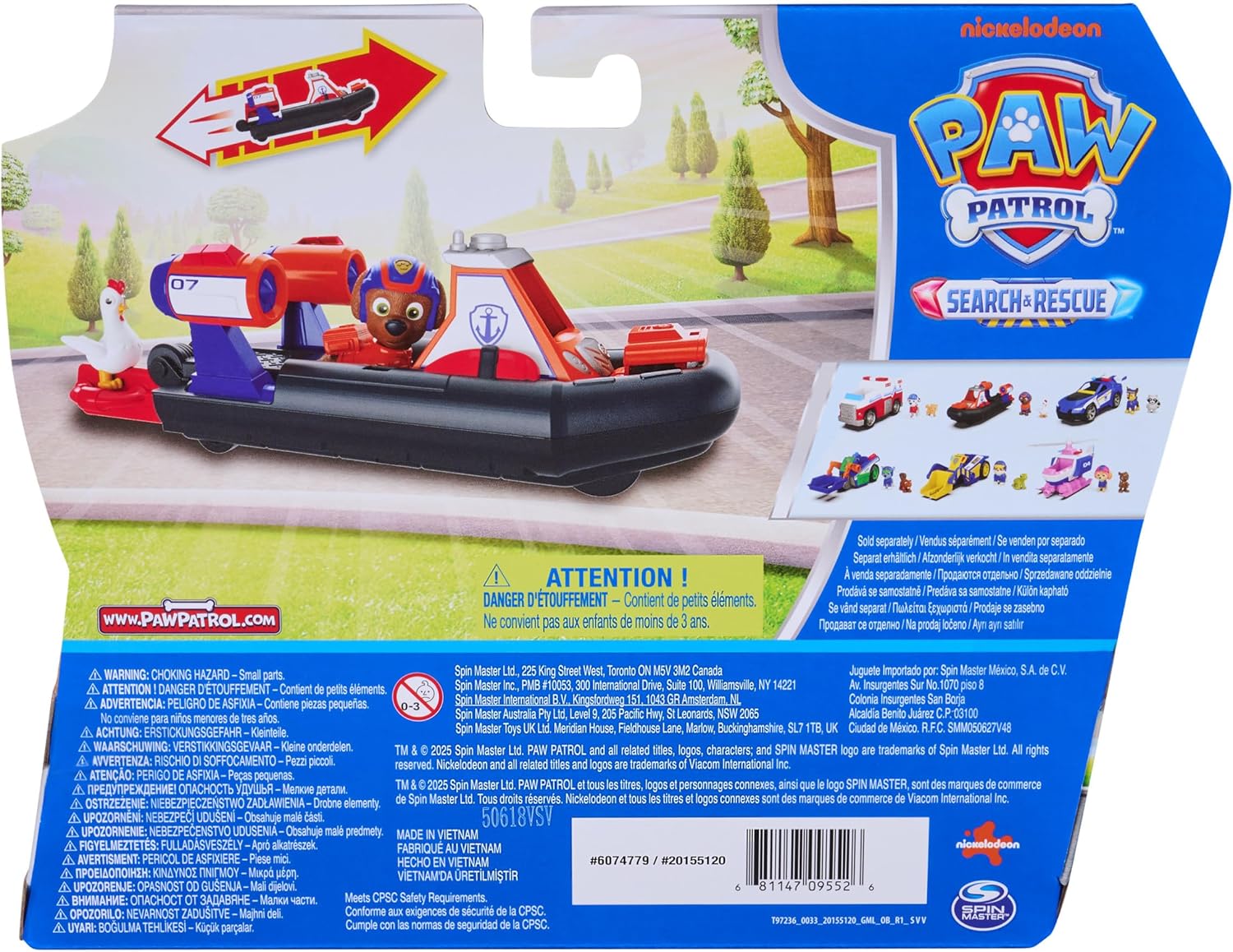 Thumbnail 6 de Paw Patrol Search and Rescue Zuma Rescue Hovercraft Water Vehicle with Pull-Back Action and 2 Figures (Ages 3+)