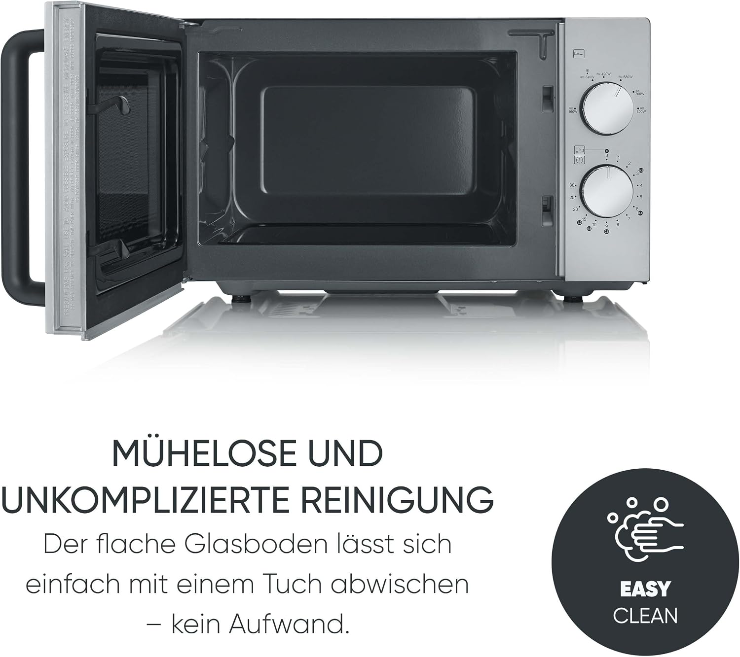 Thumbnail 4 de SEVERIN MW 9184 Solo-Mikrowelle mit Glasboden – 20 L, 800 W, Schwarz/Edelstahl matt