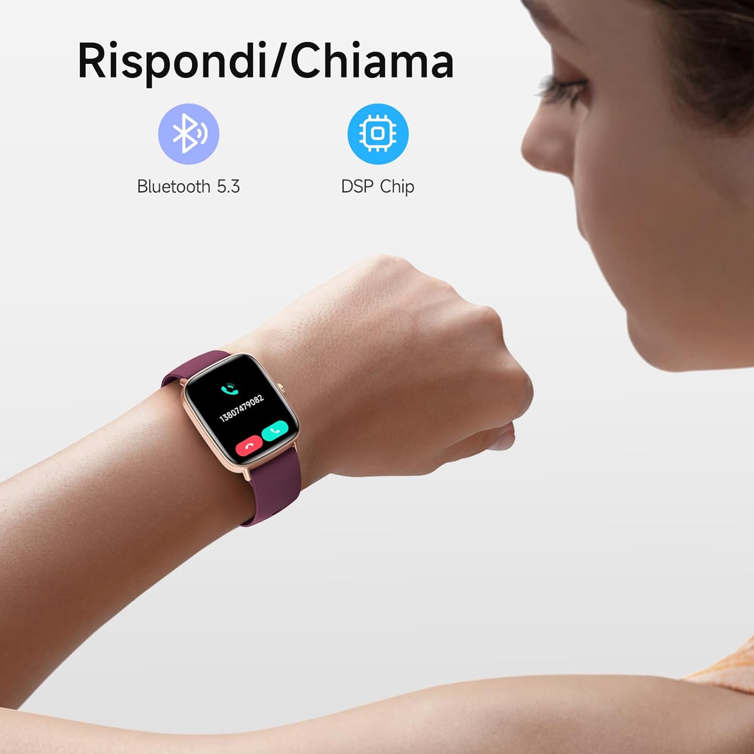 Detalle de Smartwatch 1,85" HD con chiamate e SpO2