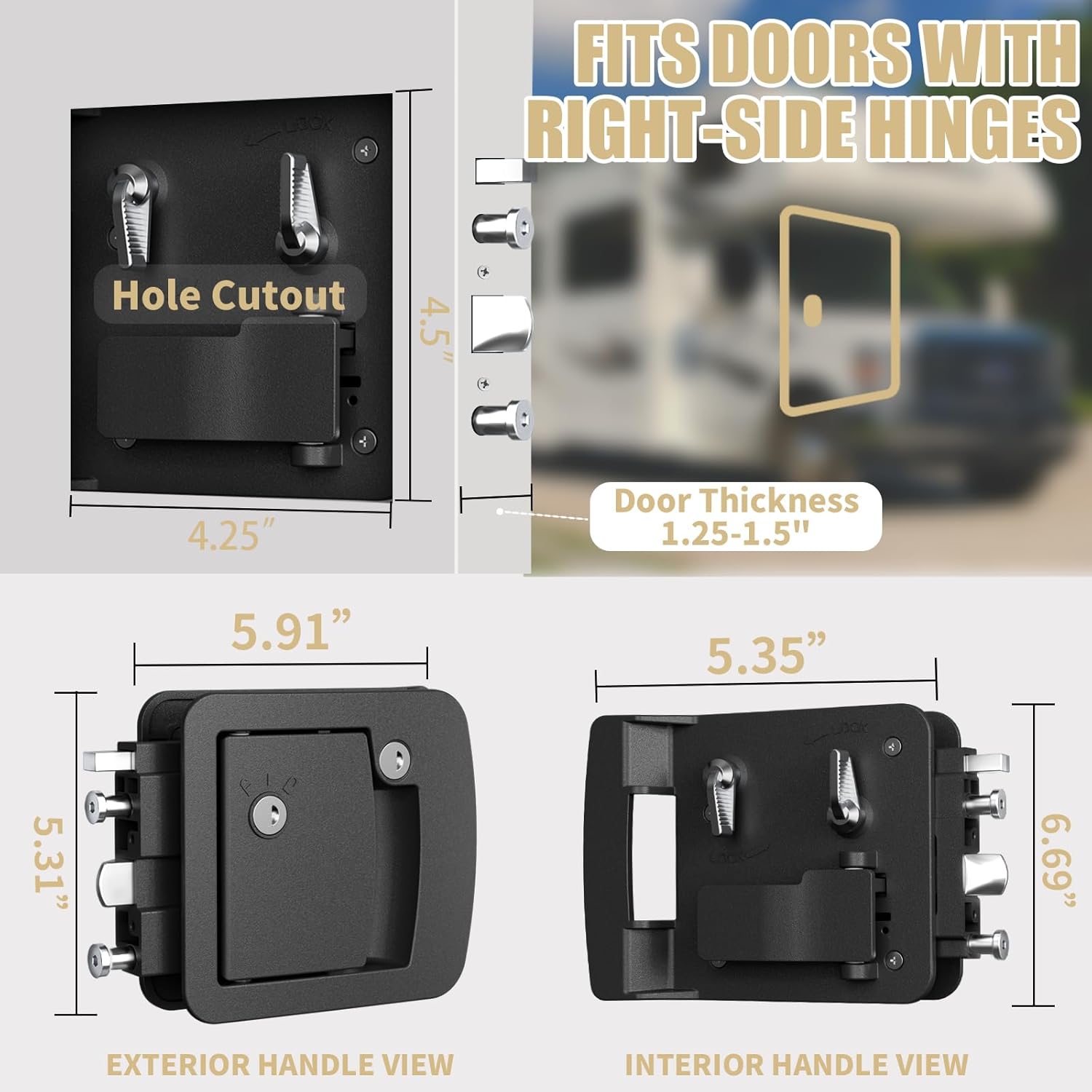 Thumbnail 1 de CAMJOKE Class C Mechanical RV Door Lock Replacement for Most Campers (4 Keys)