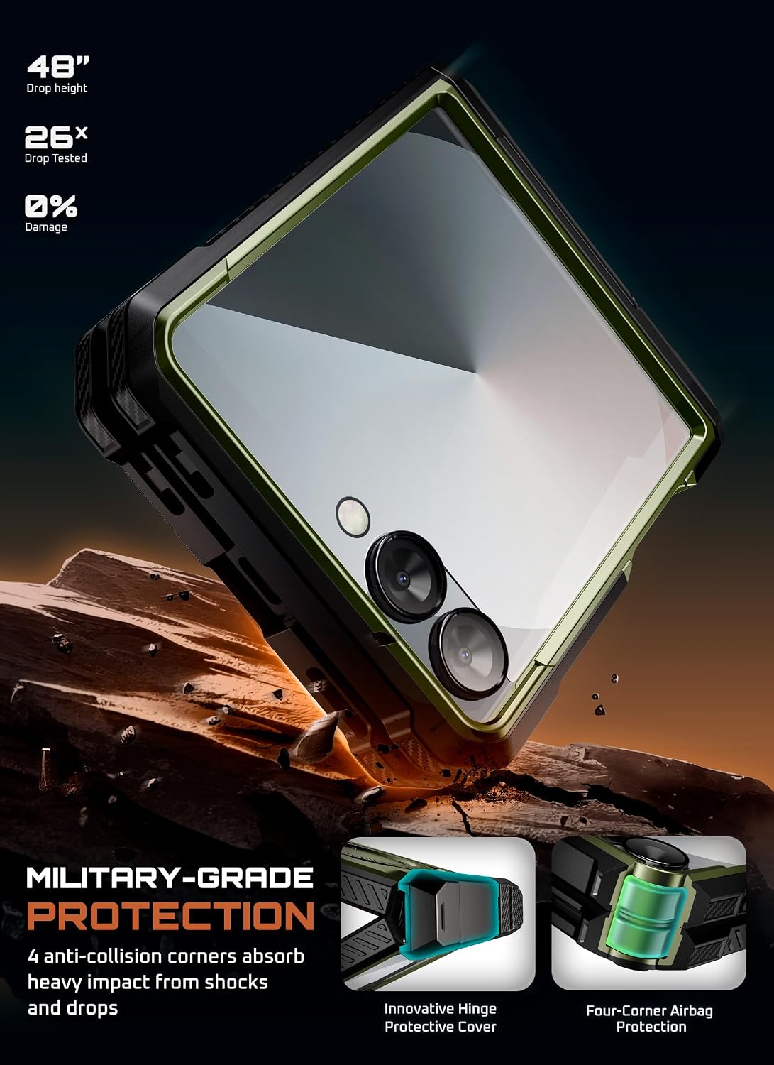 Detalle de SUPCASE Galaxy Z Flip7 rugged case with stand
