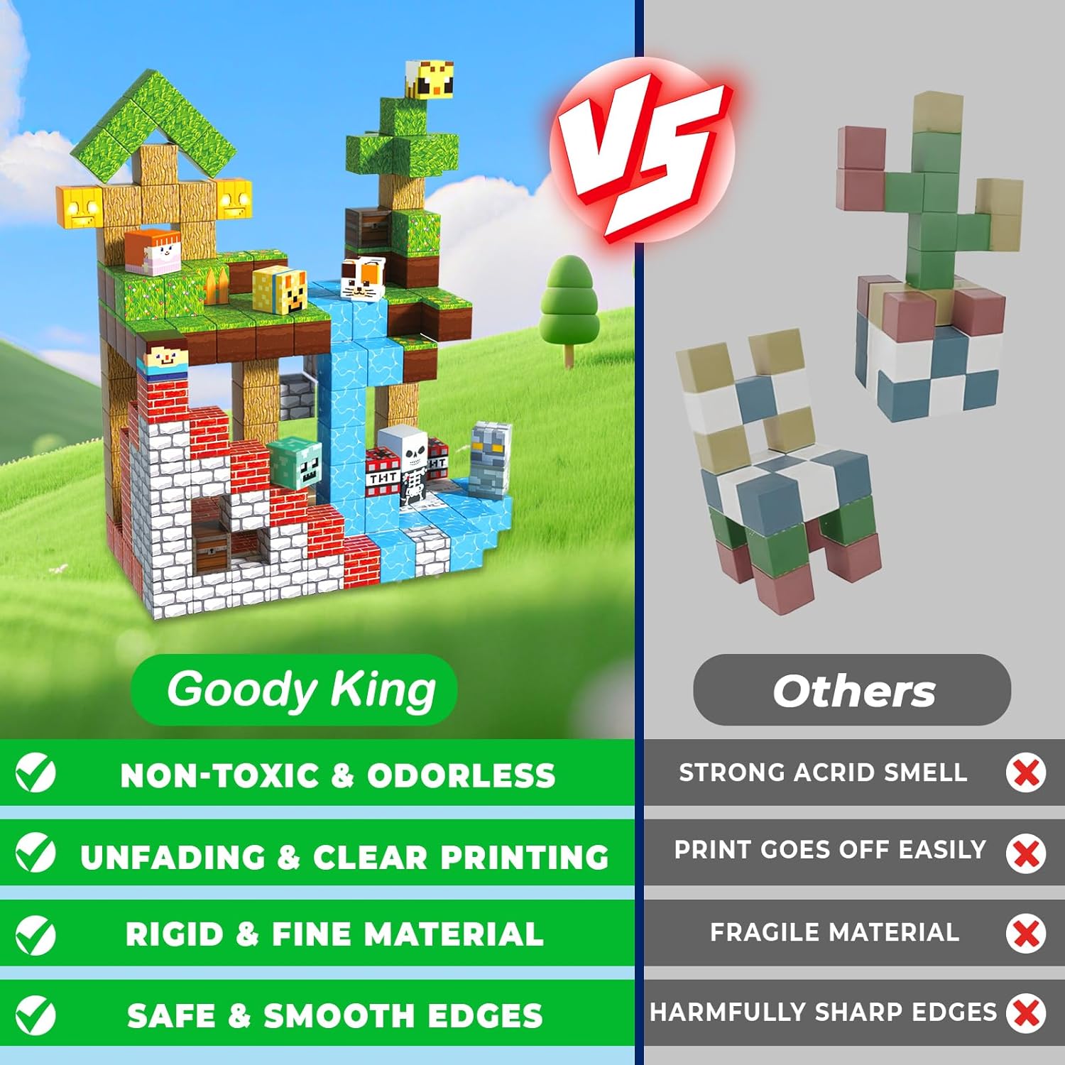 Detalle 2 de Goody King Magnetic Blocks 200PCS magnetic building set 🧩