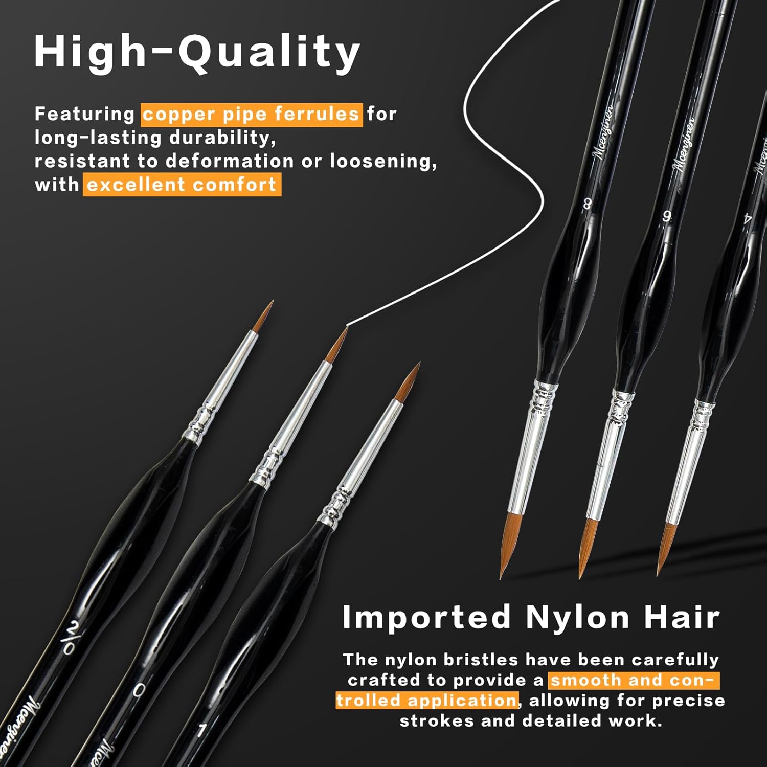 Thumbnail 3 de Mcenzinen 10 Pcs Exquisite Detail Paint Brush Set with Copper Tube and Triangular Birch Handle