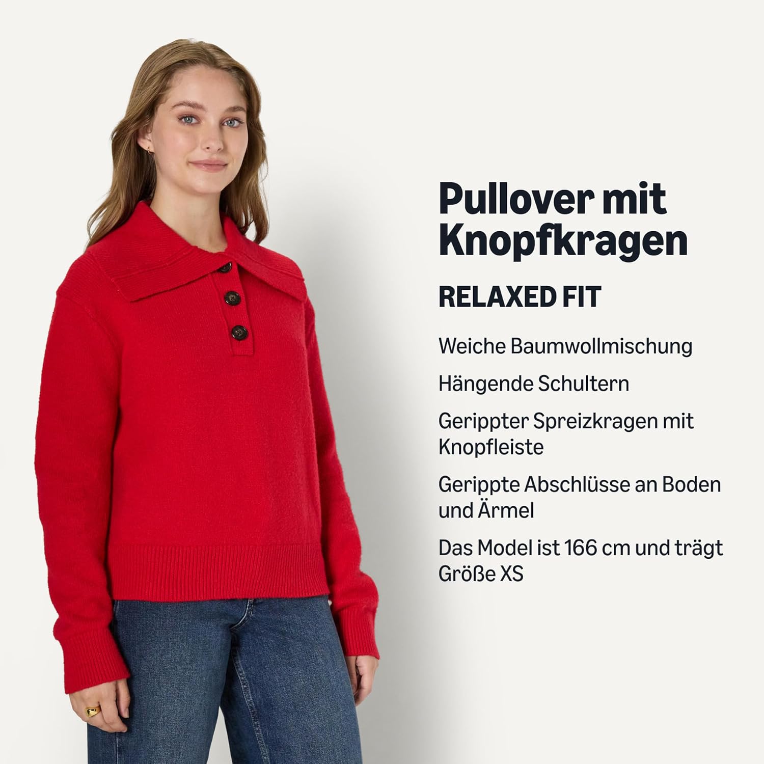 Thumbnail 3 de Amazon Essentials Damen Relaxed-Fit-Pullover mit Knopfleiste (54 cm bei Größe Small)