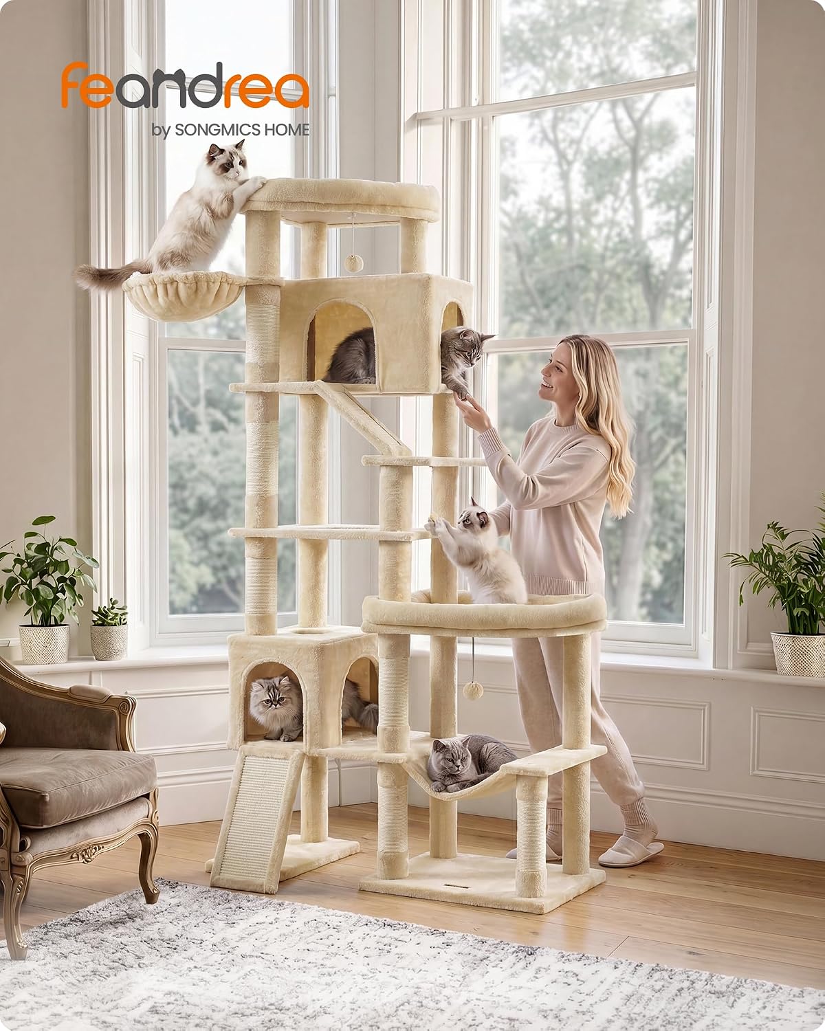 Thumbnail 1 de FEANDREA PCT020Y101 Cat Tree, 202 cm XXL Tower with Sisal Scratching Posts