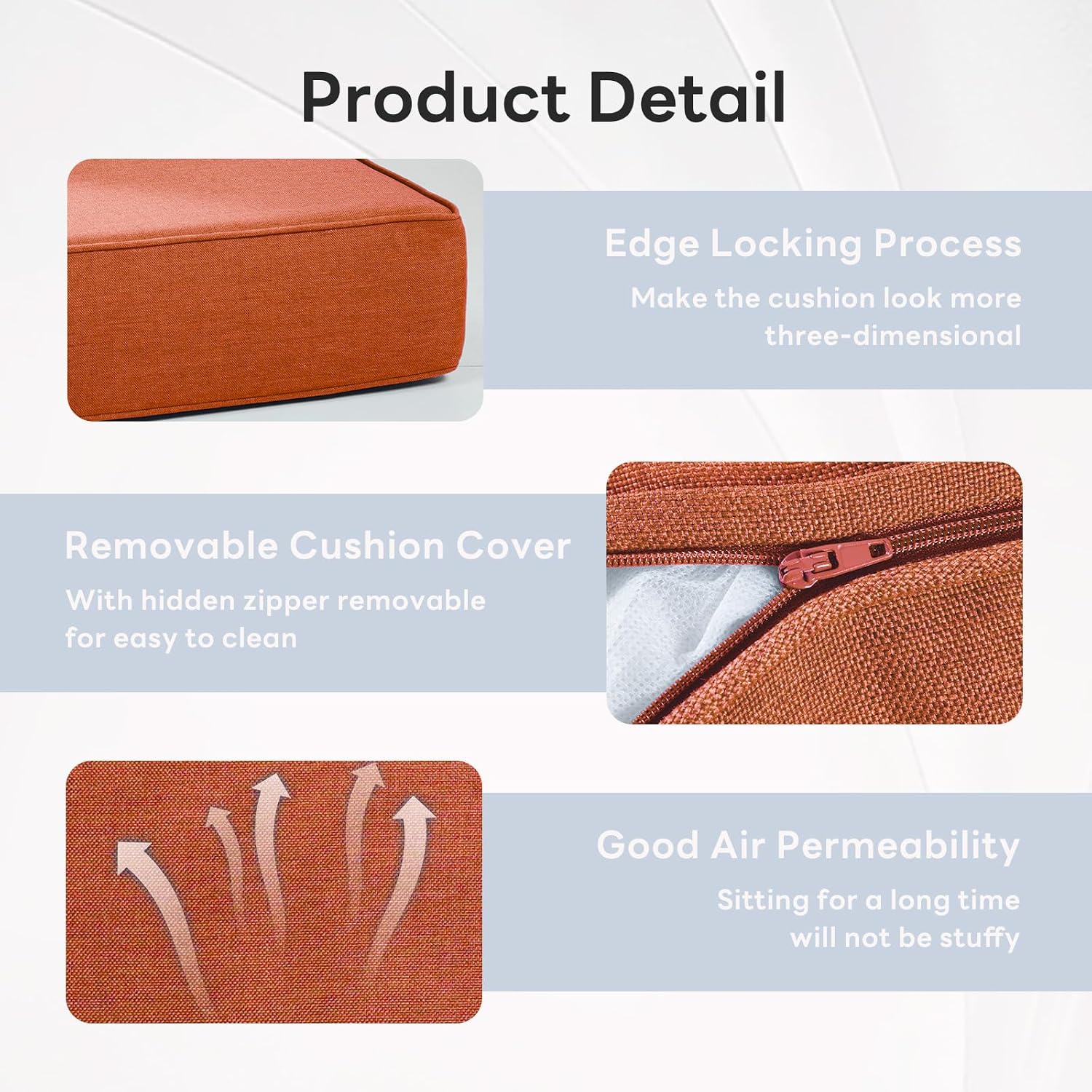 Detalle 2 de Artfurniz Outdoor Chair Cushions, 6 Sets, 6-Inch Thick, Orange Olefin