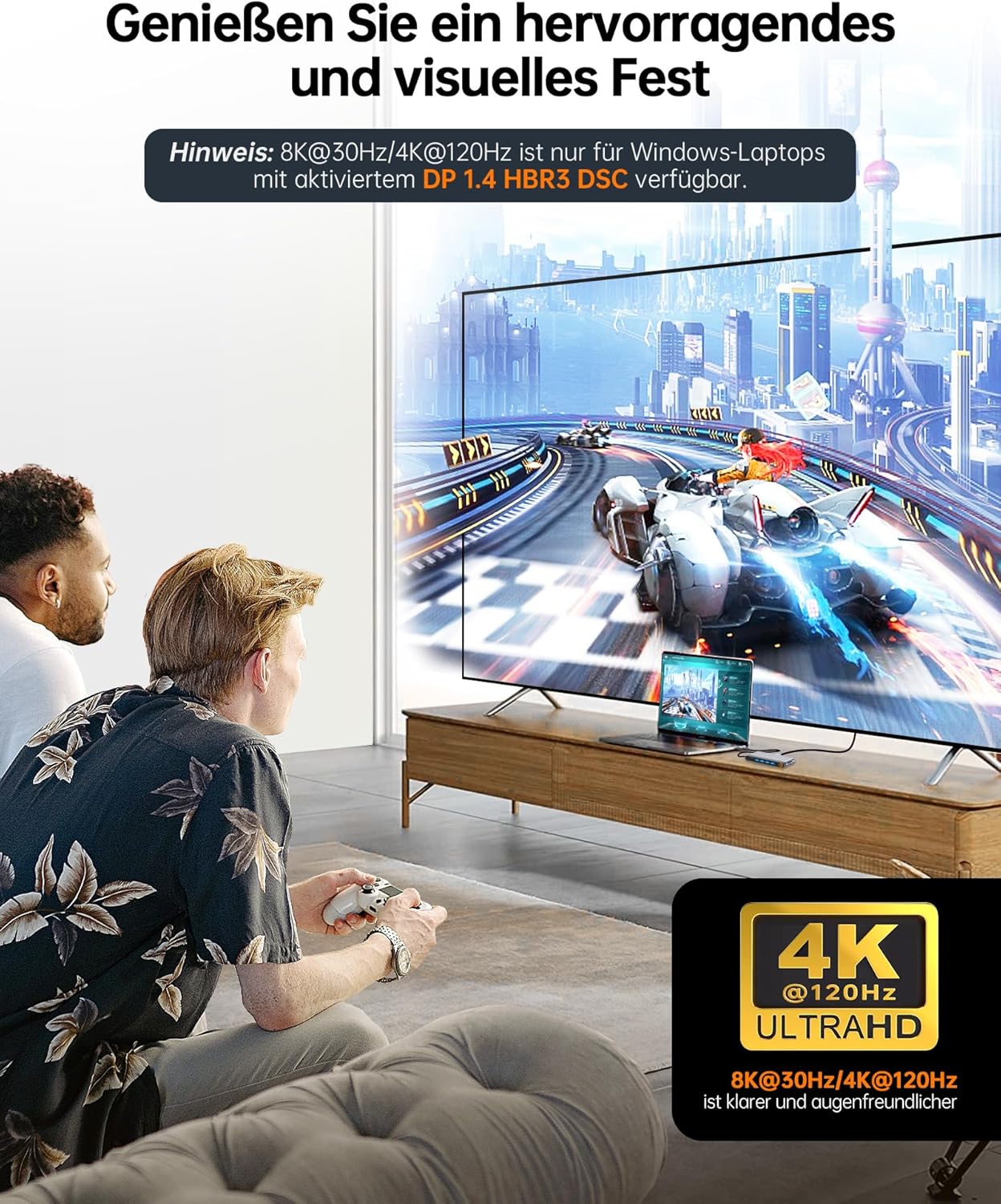 Thumbnail 2 de NOVOO USB-C Docking Station 14-in-1 für 4 Monitore (4K@120Hz DP, 2× HDMI 4K@60Hz, 100W PD, Gigabit Ethernet)