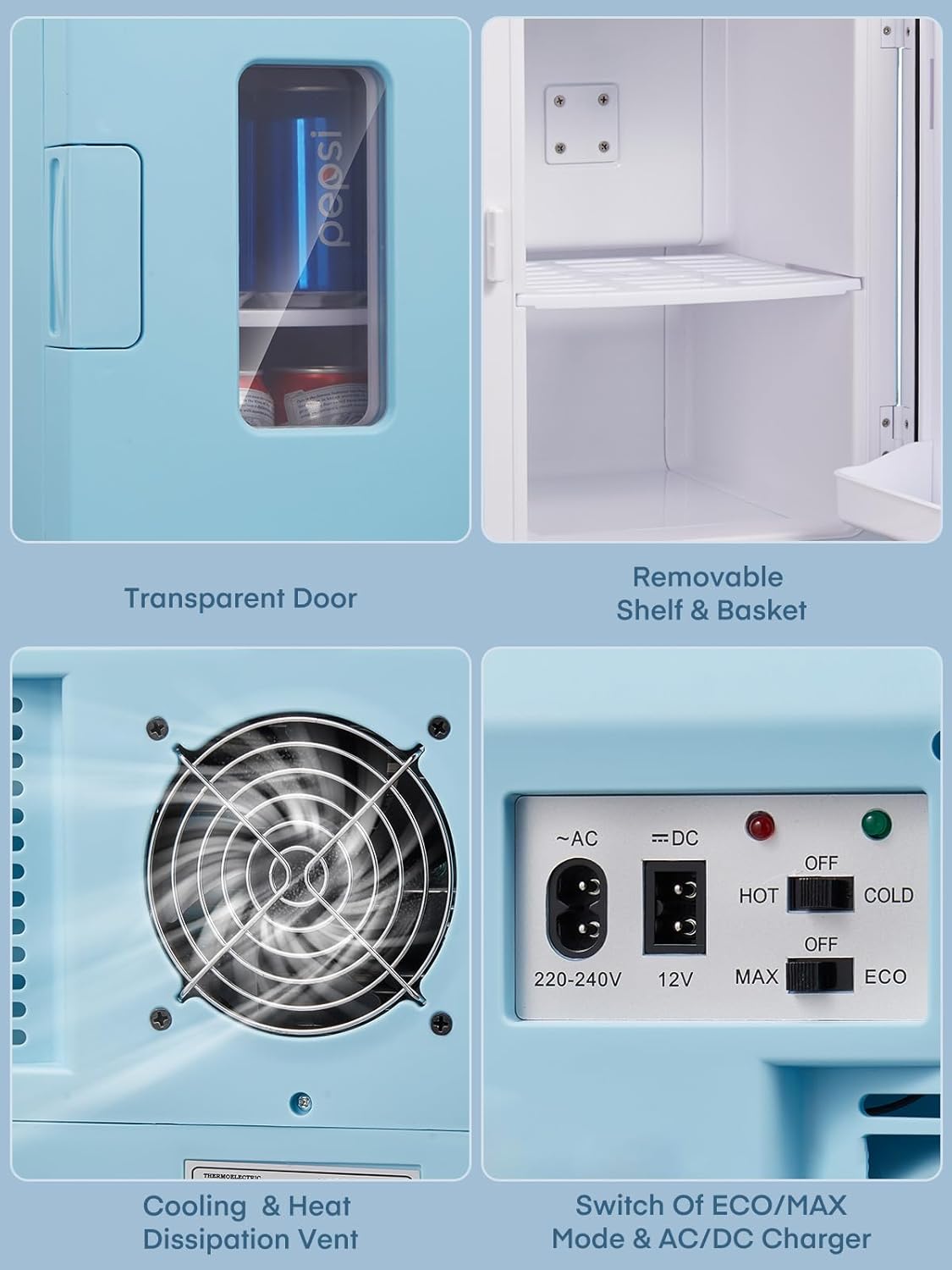 Thumbnail 6 de FOHERE 2-in-1 Mini-Kühlschrank (15 l) mit Kühl- und Heizfunktion – DC/AC für Auto, Büro & Wohnheim, ECO-Low-Noise – Schwarz