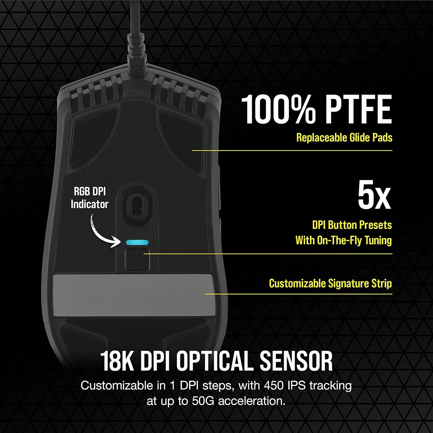 Detalle de CORSAIR SABRE PRO CHAMPION SERIES ゲーミングマウス 69g・最大18,000DPI・最大8,000Hz