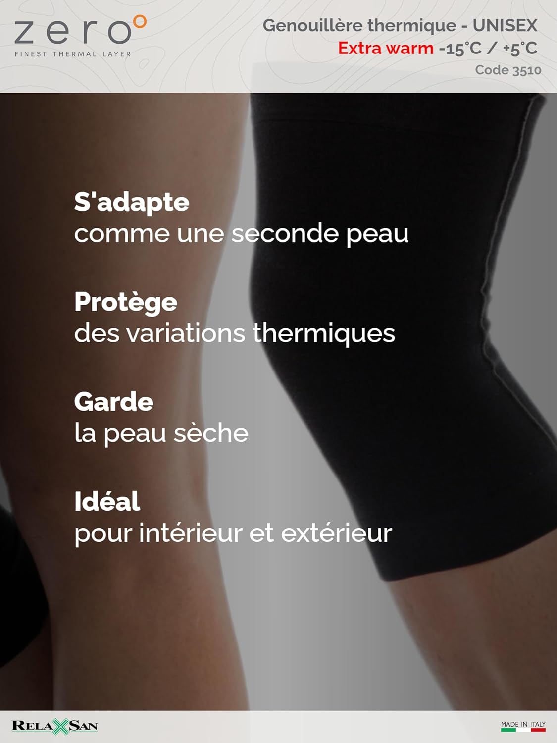 Thumbnail 5 de Relaxsan Zero 3510 Genouillère en tube thermique en laine mérinos et Dryarn – tube sans couture