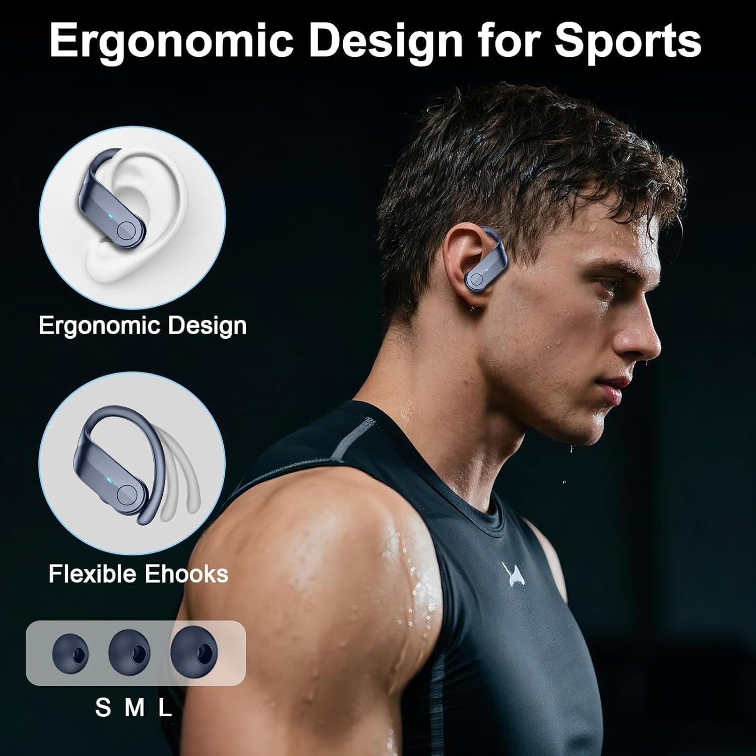 Thumbnail 5 de Ordtop Wireless Earbuds Sports 2026 – Bluetooth 5.4, IPX8, 70H Battery, Earhooks & ENC Noise Cancelling