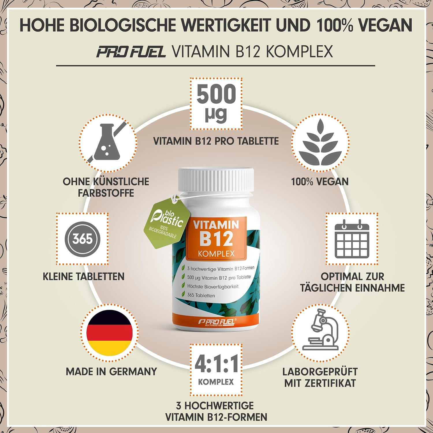 Thumbnail 1 de Vitamin B12 Komplex 500 µg 365 Tabletten