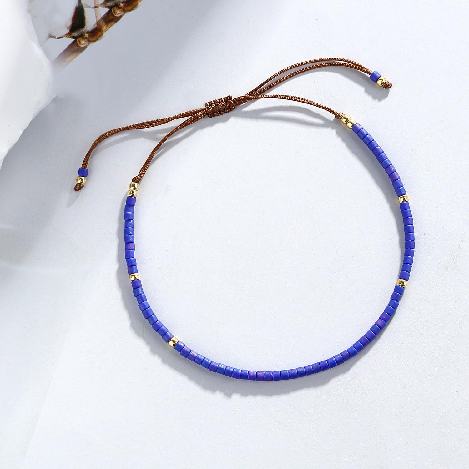 Detalle de KELITCH Damen Perlen Freundschaft Armbänder – Dünne Seil Wrap, handgefertigt
